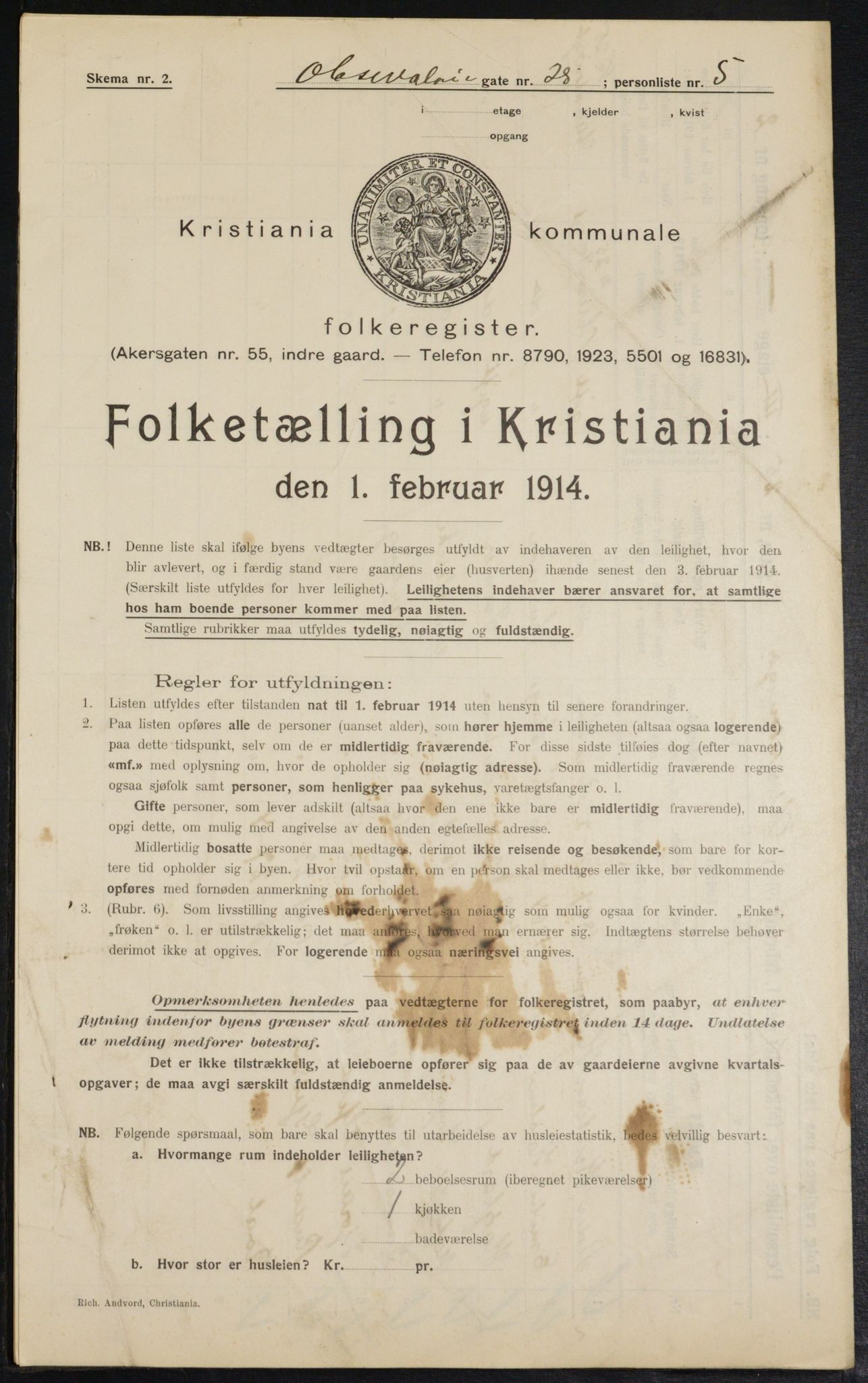 OBA, Municipal Census 1914 for Kristiania, 1914, p. 74382