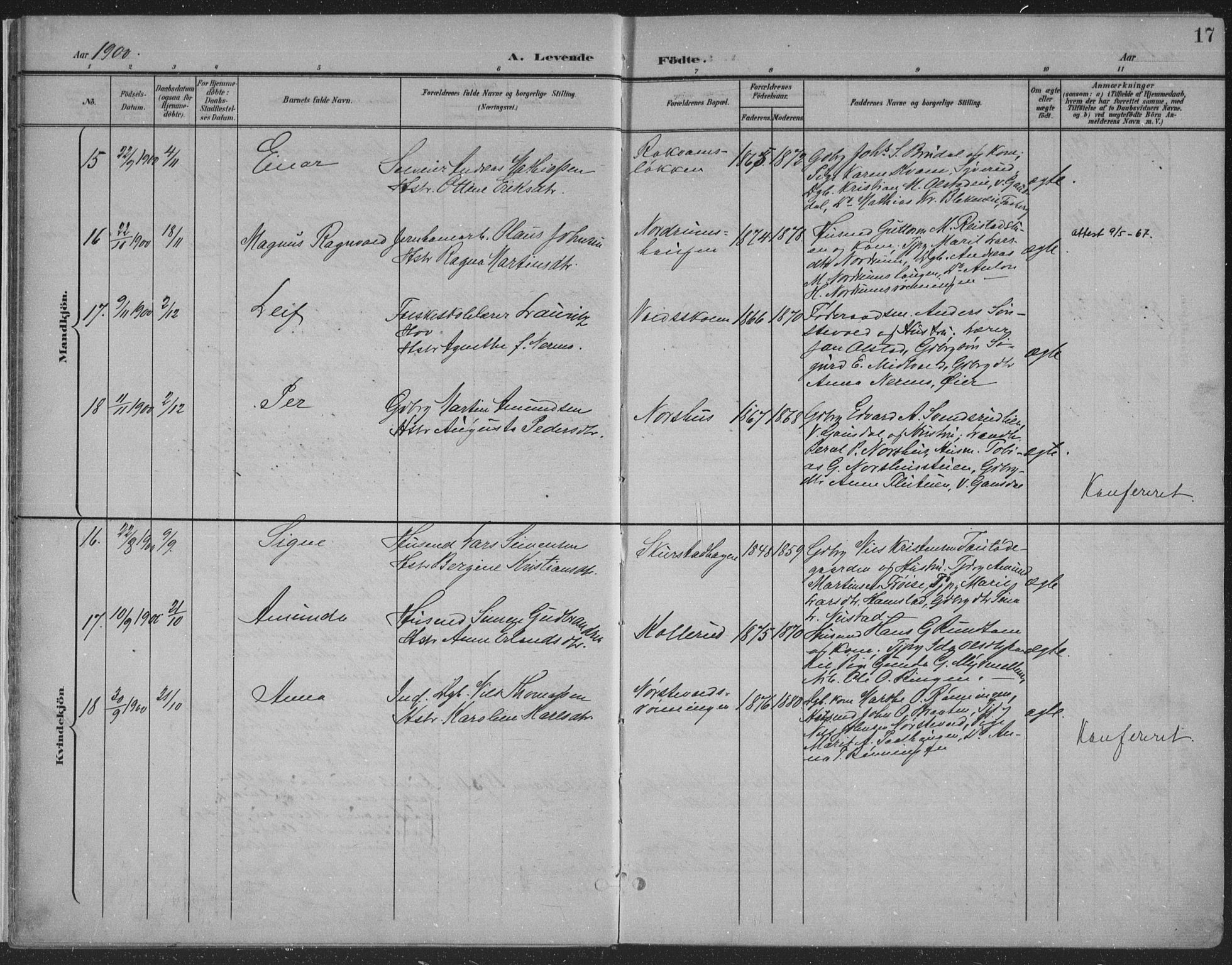 Østre Gausdal prestekontor, AV/SAH-PREST-092/H/Ha/Haa/L0004: Parish register (official) no. 4, 1898-1914, p. 17