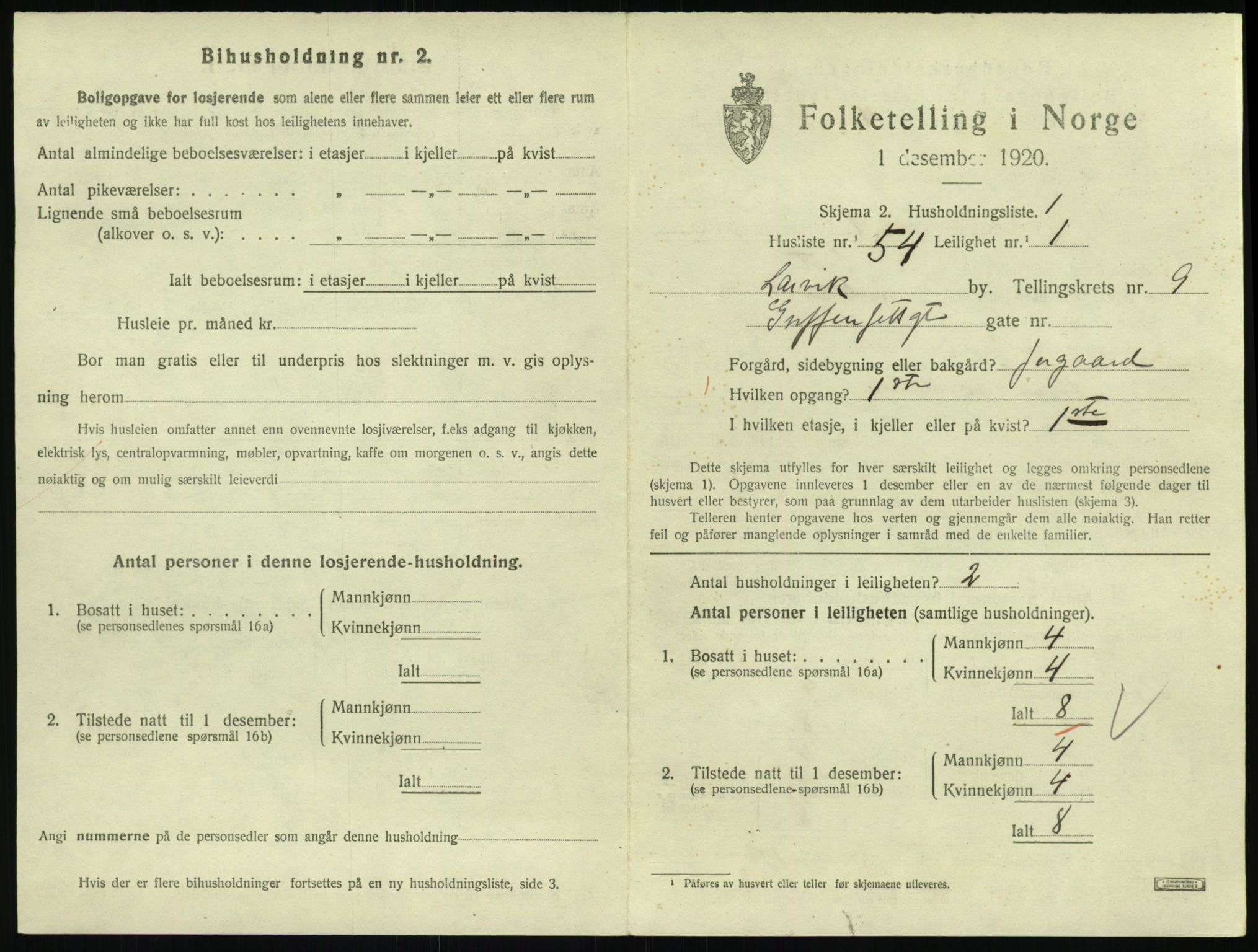 SAKO, 1920 census for Larvik, 1920, p. 7212