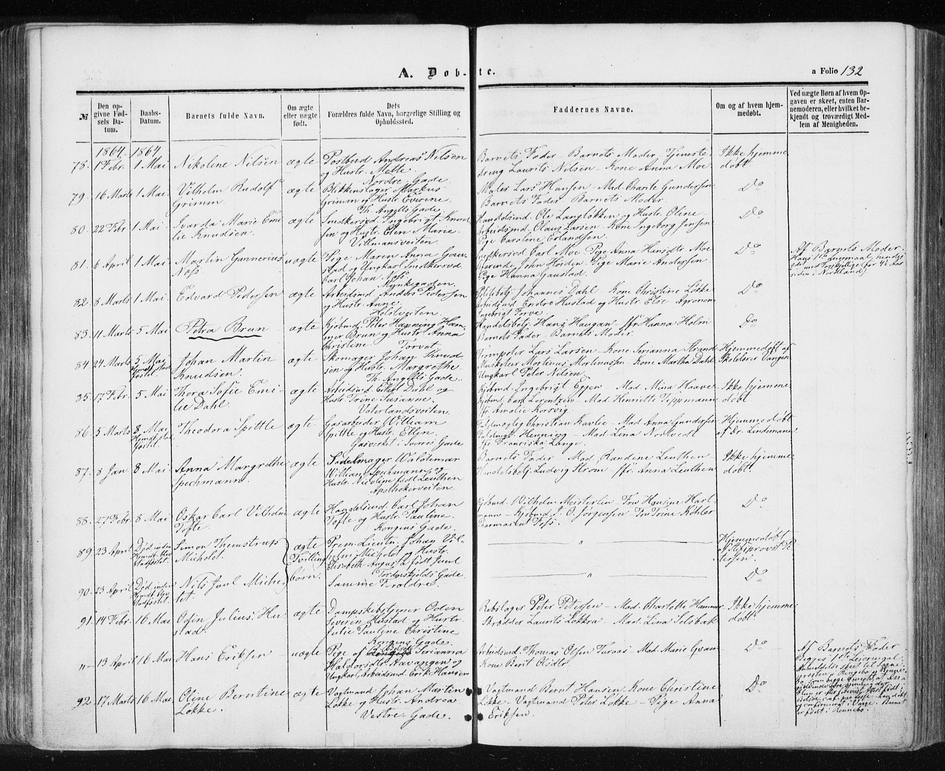 Ministerialprotokoller, klokkerbøker og fødselsregistre - Sør-Trøndelag, SAT/A-1456/601/L0053: Parish register (official) no. 601A21, 1857-1865, p. 132