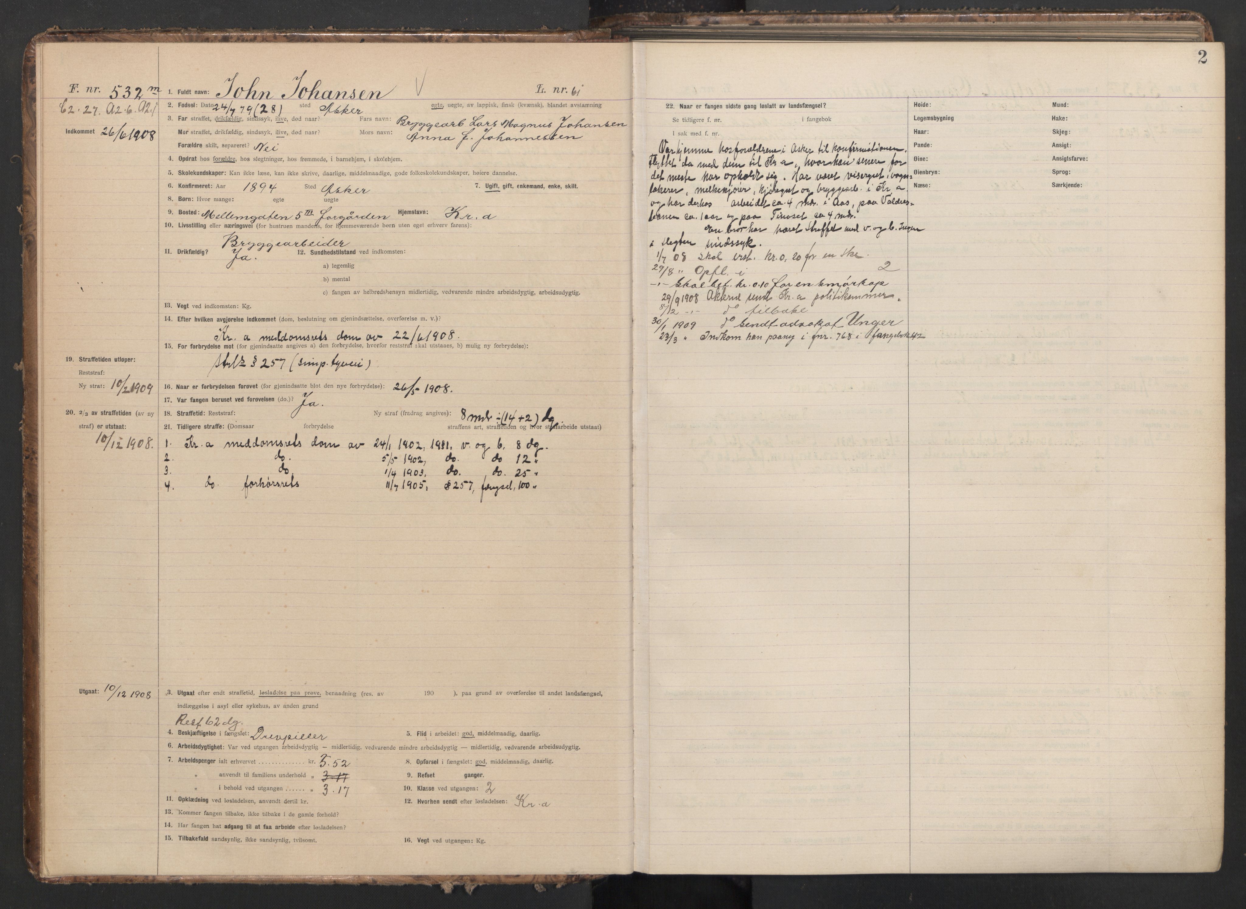 Botsfengslet, AV/RA-S-1539/D/Db/Dbb/L0042: 531m - 871m, 1908-1909, p. 2