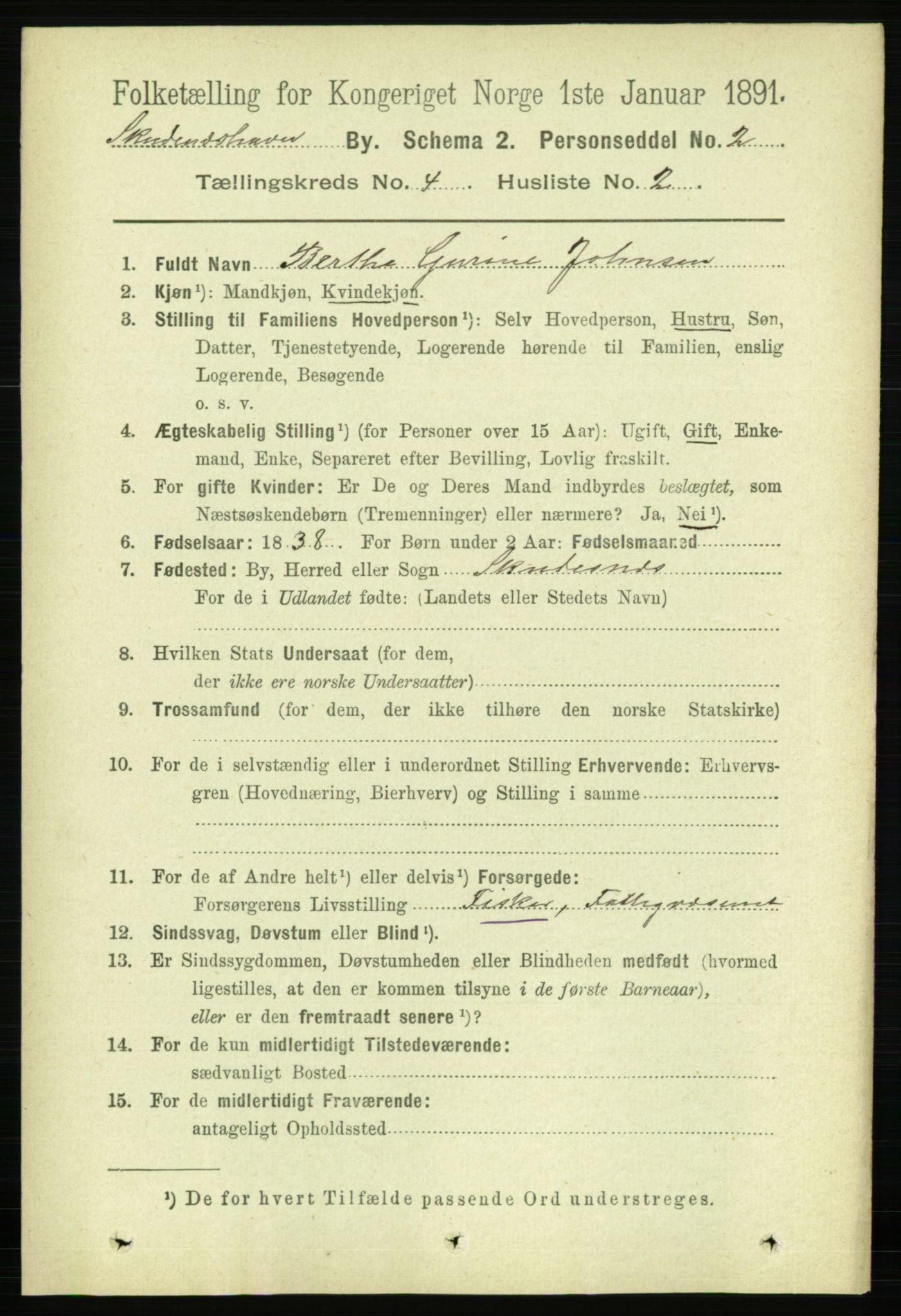 RA, 1891 census for 1104 Skudeneshavn, 1891, p. 1341