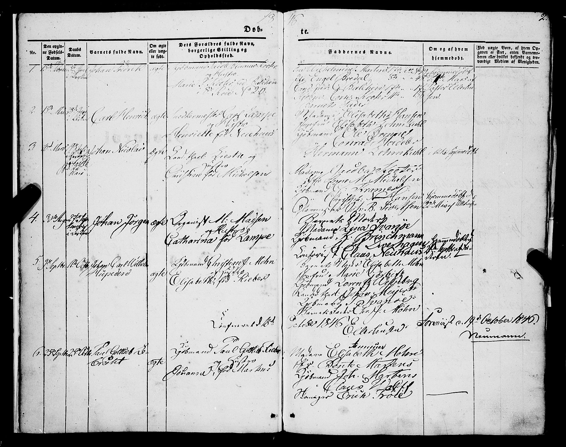 Mariakirken Sokneprestembete, SAB/A-76901/H/Haa/L0006: Parish register (official) no. A 6, 1846-1877, p. 2