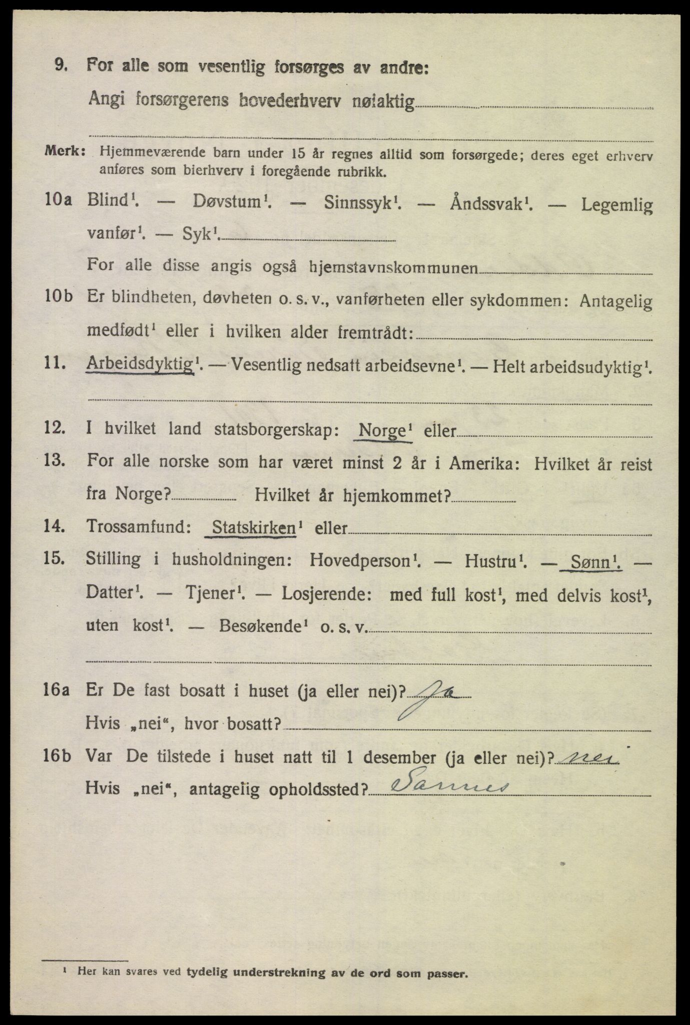 SAK, 1920 census for Oddernes, 1920, p. 5540