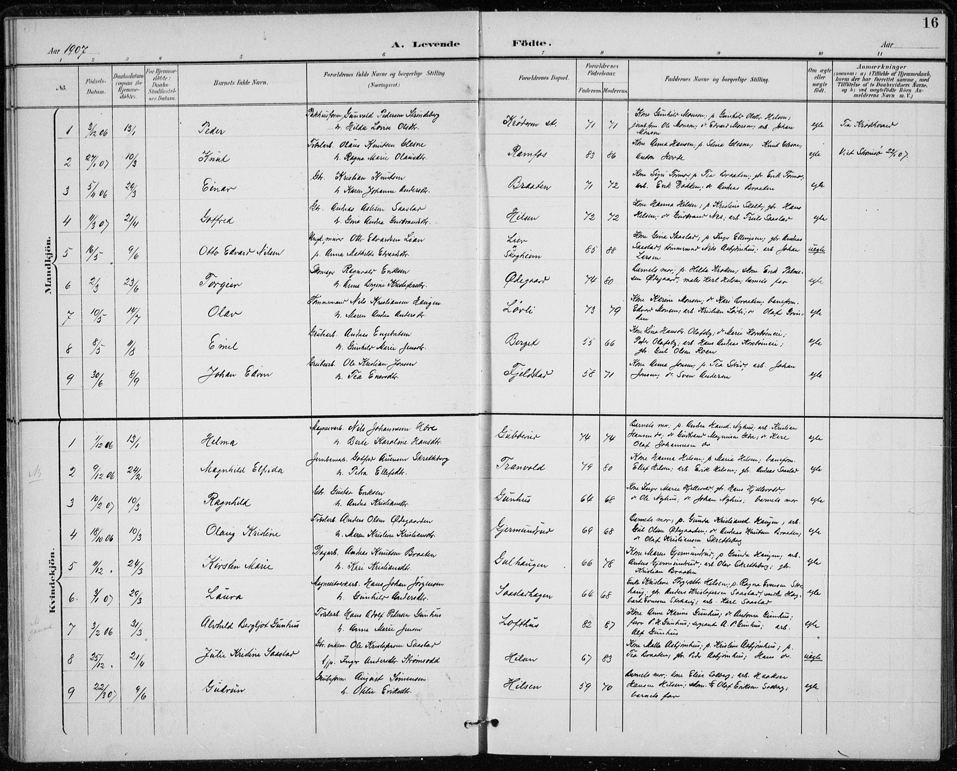 Modum kirkebøker, AV/SAKO-A-234/F/Fa/L0020: Parish register (official) no. 20, 1900-1917, p. 16