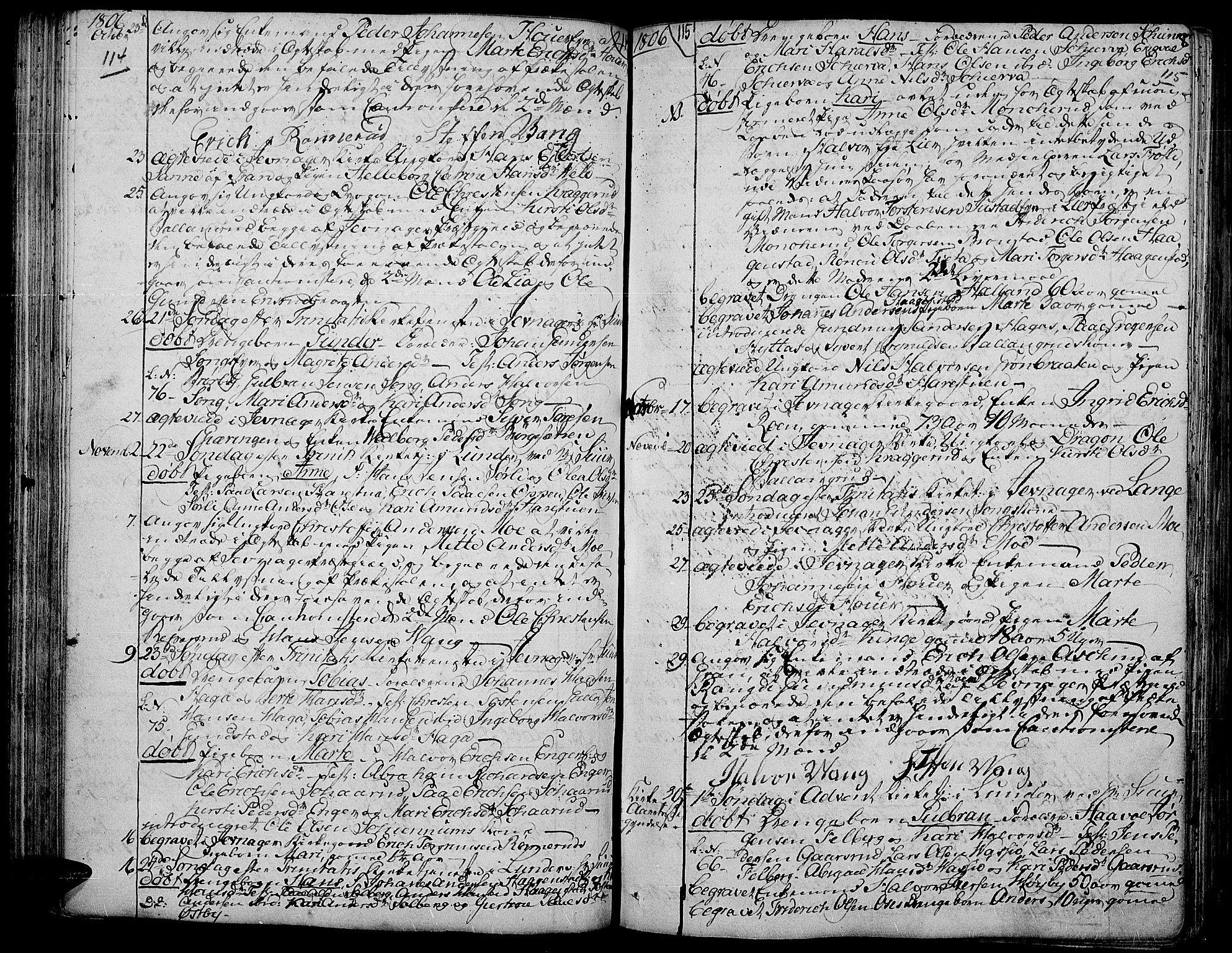 Jevnaker prestekontor, AV/SAH-PREST-116/H/Ha/Haa/L0004: Parish register (official) no. 4, 1800-1861, p. 114-115