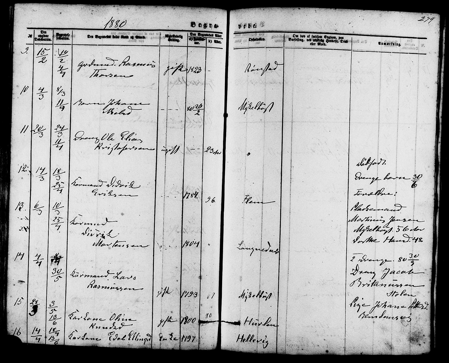 Ministerialprotokoller, klokkerbøker og fødselsregistre - Møre og Romsdal, AV/SAT-A-1454/536/L0500: Parish register (official) no. 536A09, 1876-1889, p. 279