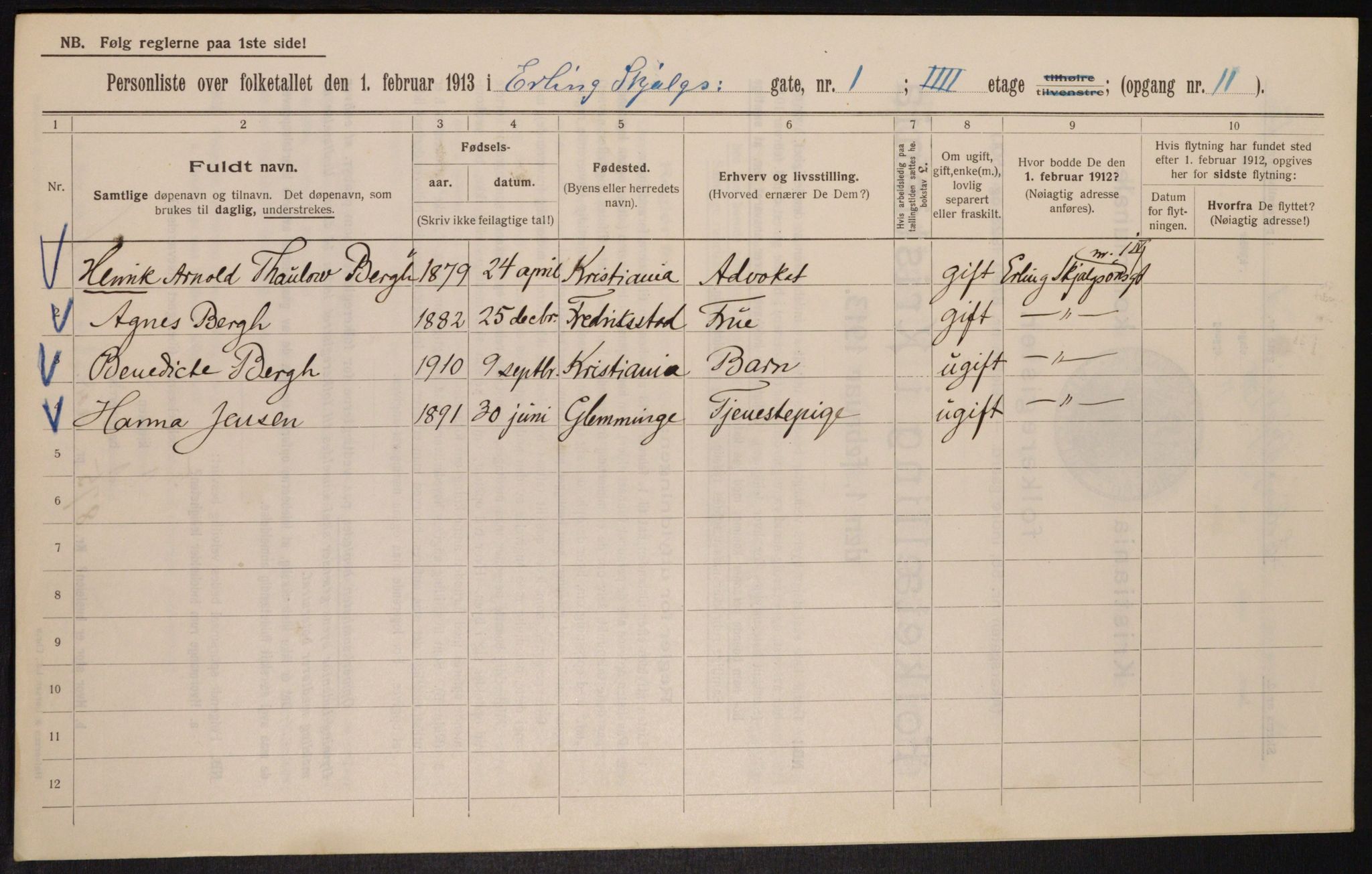 OBA, Municipal Census 1913 for Kristiania, 1913, p. 22121