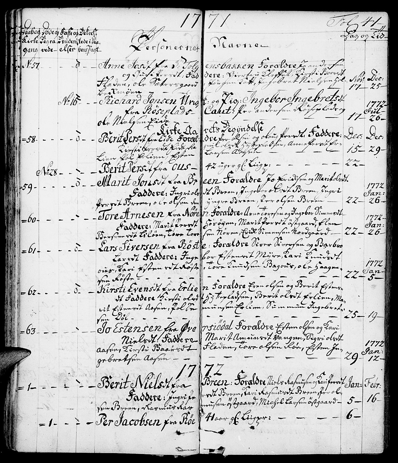 Tolga prestekontor, SAH/PREST-062/K/L0002: Parish register (official) no. 2, 1768-1786, p. 41