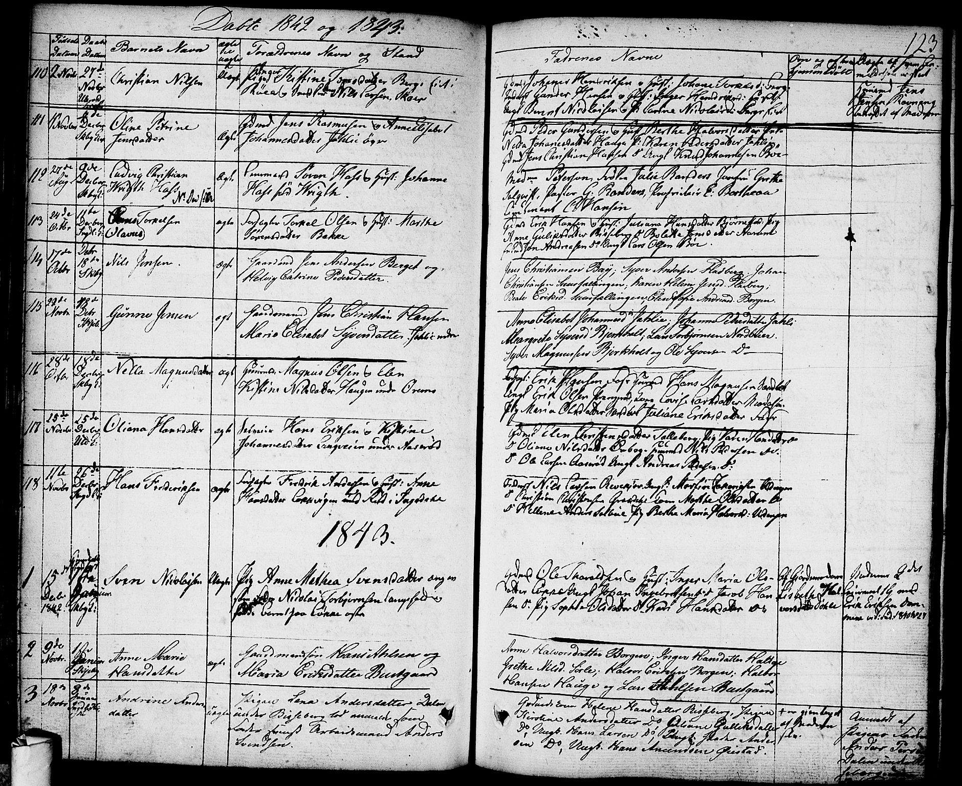 Skjeberg prestekontor Kirkebøker, AV/SAO-A-10923/F/Fa/L0005: Parish register (official) no. I 5, 1830-1845, p. 123