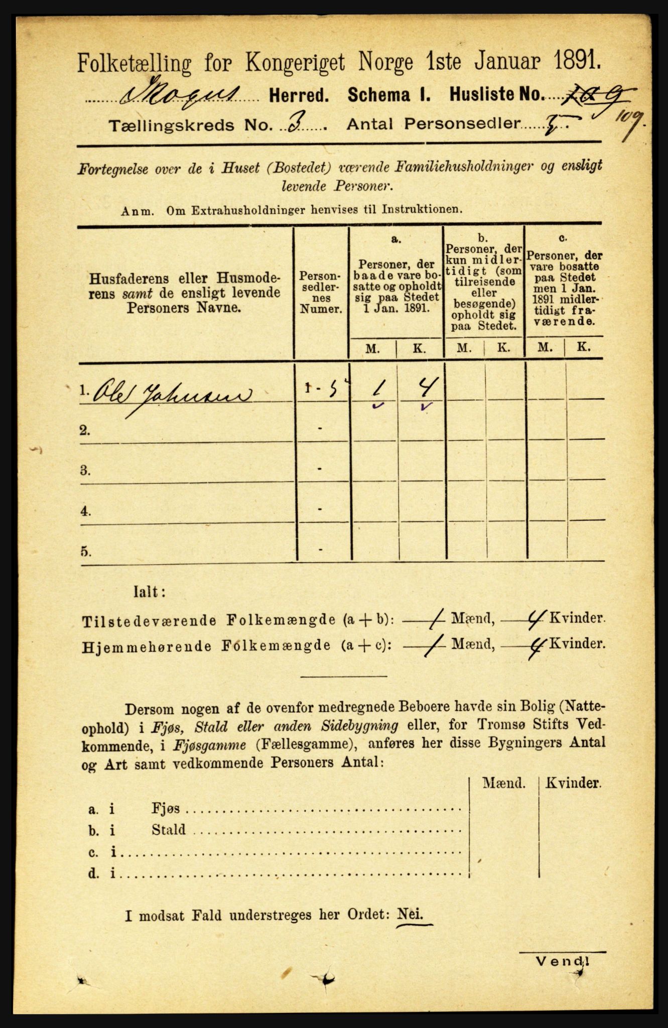 RA, 1891 census for 1719 Skogn, 1891, p. 1646