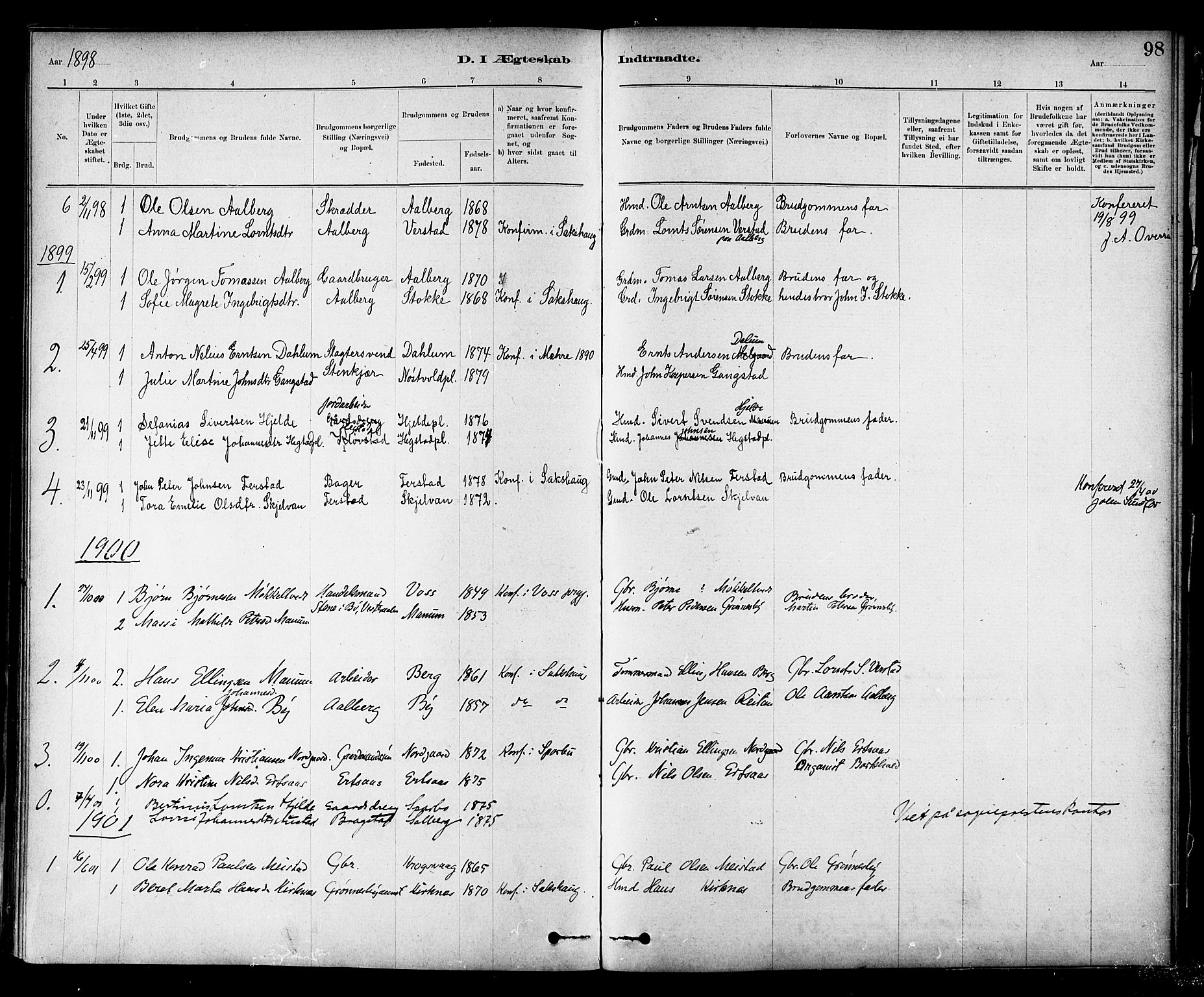 Ministerialprotokoller, klokkerbøker og fødselsregistre - Nord-Trøndelag, AV/SAT-A-1458/732/L0318: Parish register (copy) no. 732C02, 1881-1911, p. 98