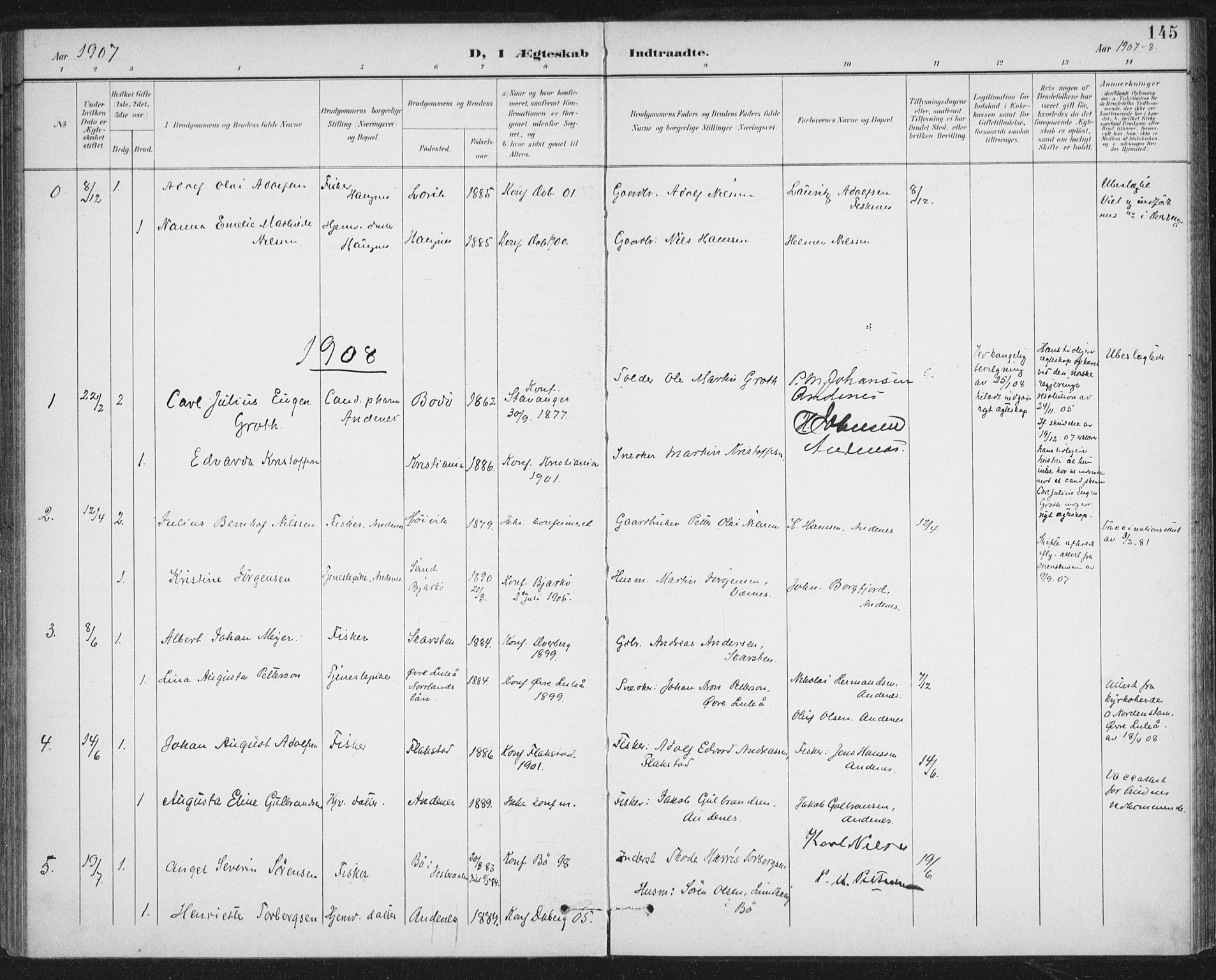 Ministerialprotokoller, klokkerbøker og fødselsregistre - Nordland, SAT/A-1459/899/L1437: Parish register (official) no. 899A05, 1897-1908, p. 145