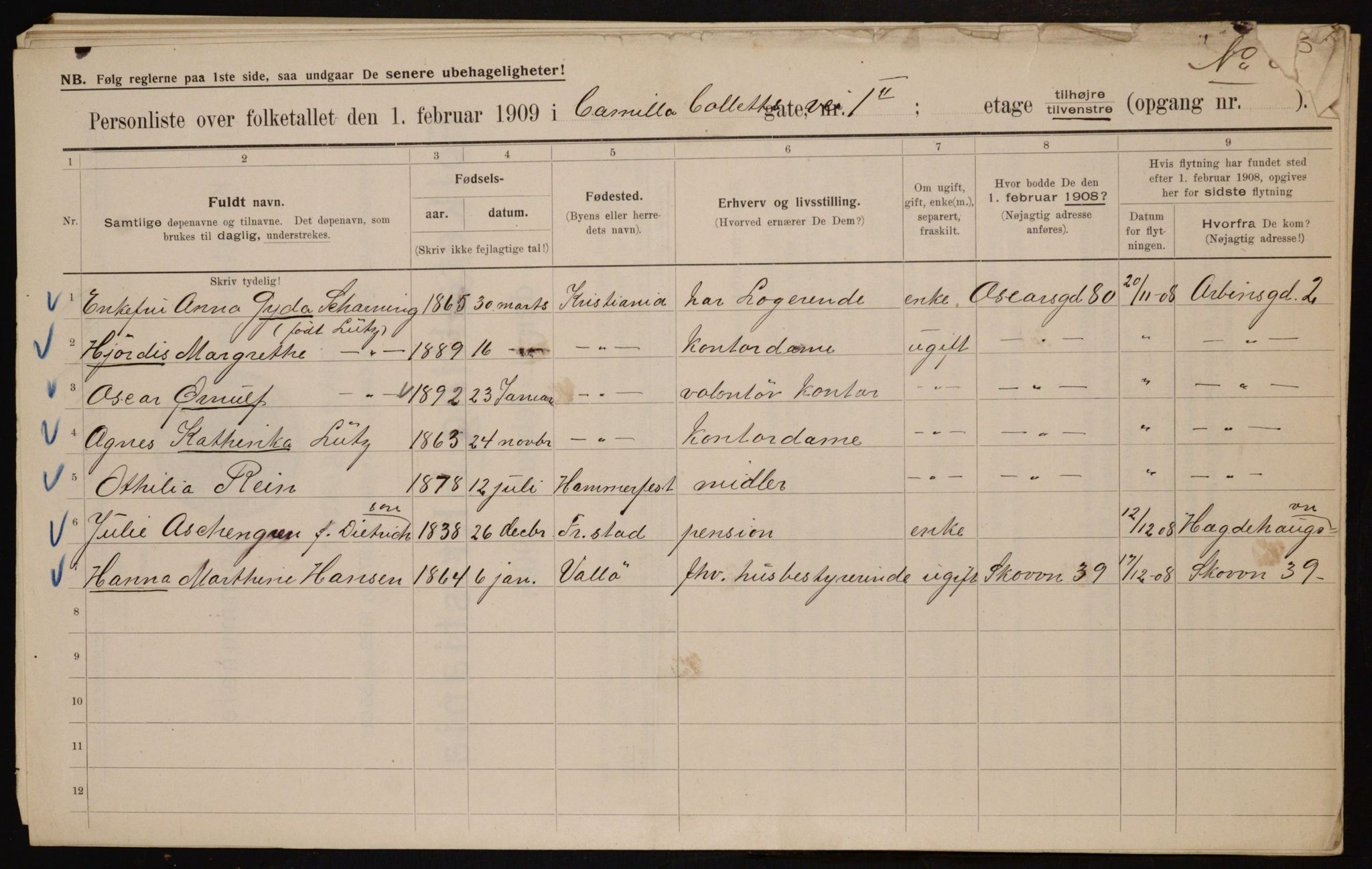 OBA, Municipal Census 1909 for Kristiania, 1909, p. 10400