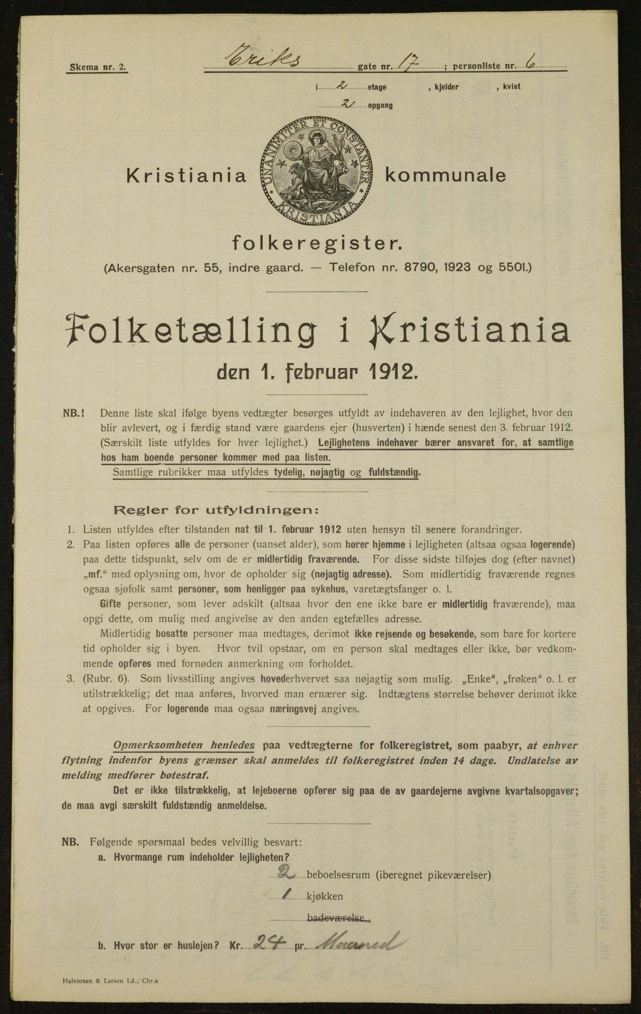 OBA, Municipal Census 1912 for Kristiania, 1912, p. 20039