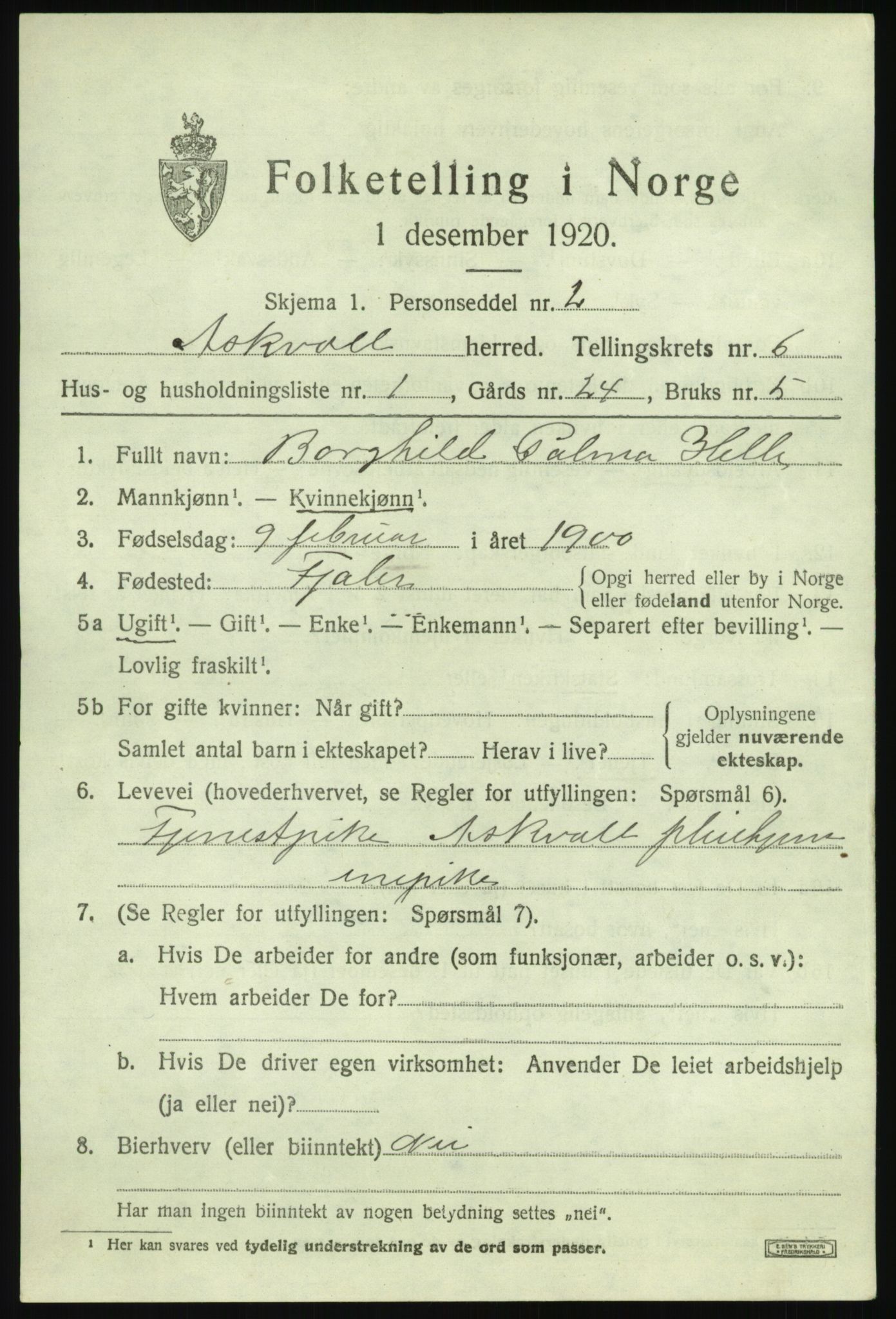 SAB, 1920 census for Askvoll, 1920, p. 2984