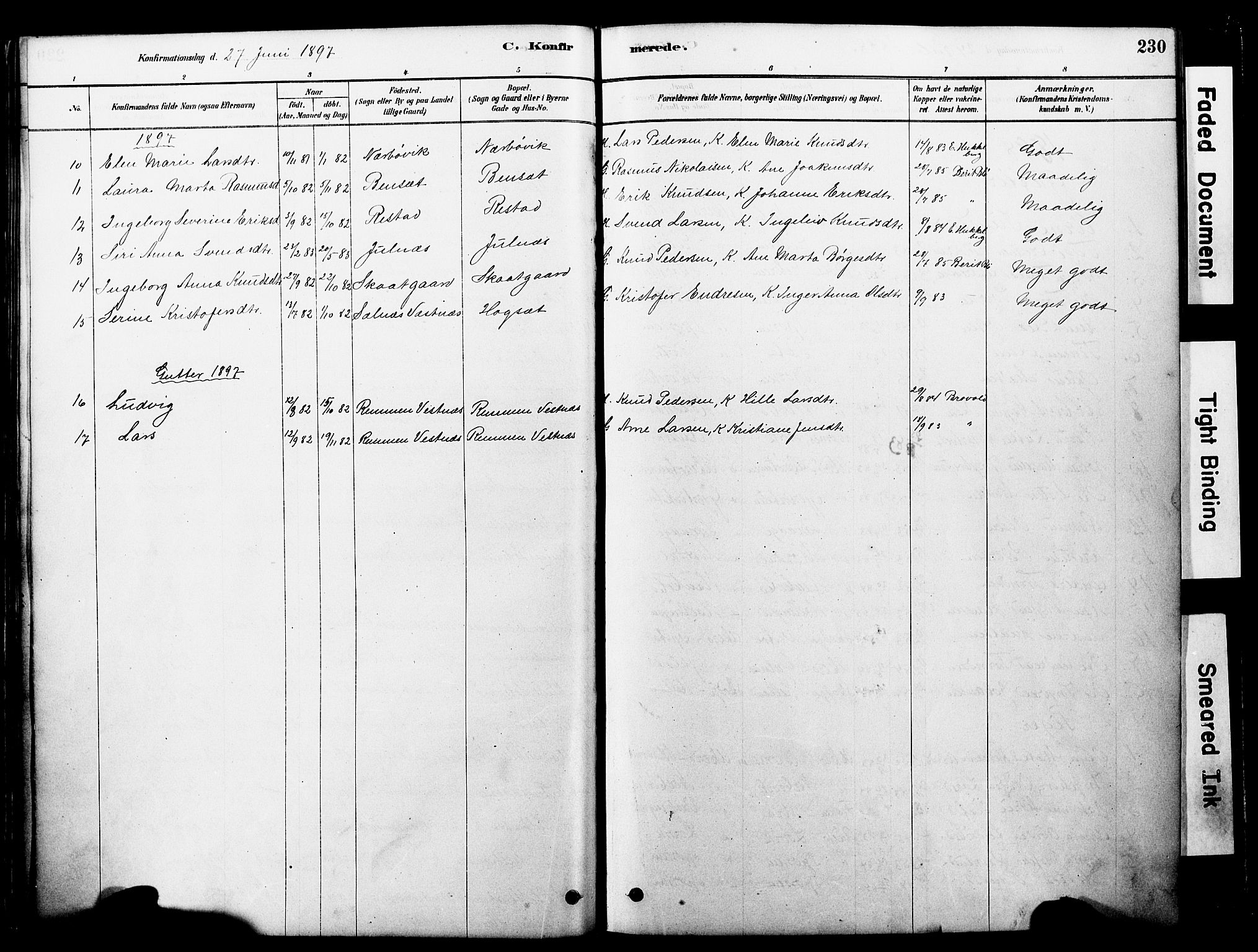 Ministerialprotokoller, klokkerbøker og fødselsregistre - Møre og Romsdal, AV/SAT-A-1454/560/L0721: Parish register (official) no. 560A05, 1878-1917, p. 230