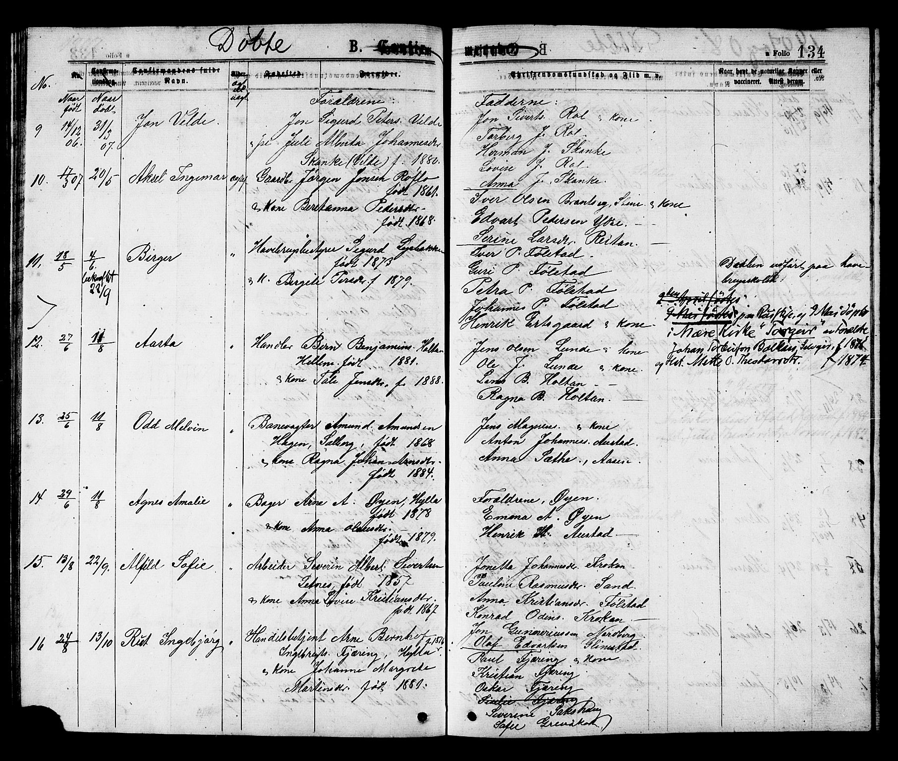 Ministerialprotokoller, klokkerbøker og fødselsregistre - Nord-Trøndelag, AV/SAT-A-1458/731/L0311: Parish register (copy) no. 731C02, 1875-1911, p. 134