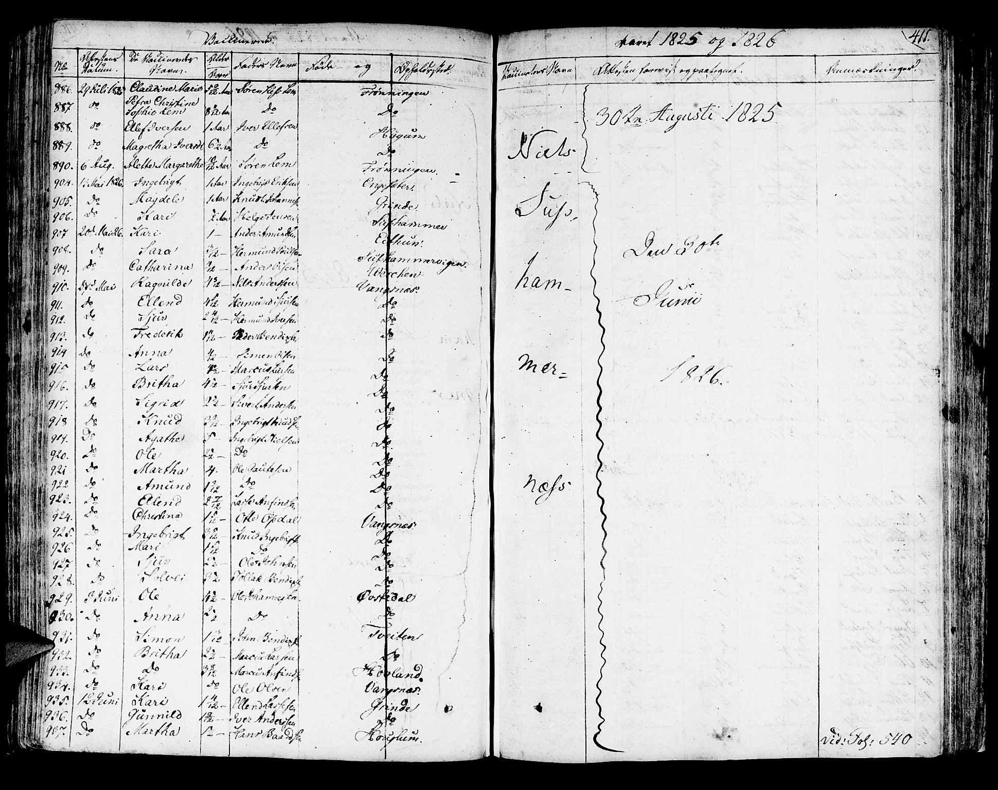 Leikanger sokneprestembete, AV/SAB-A-81001/H/Haa/Haaa/L0006: Parish register (official) no. A 6, 1810-1838, p. 411