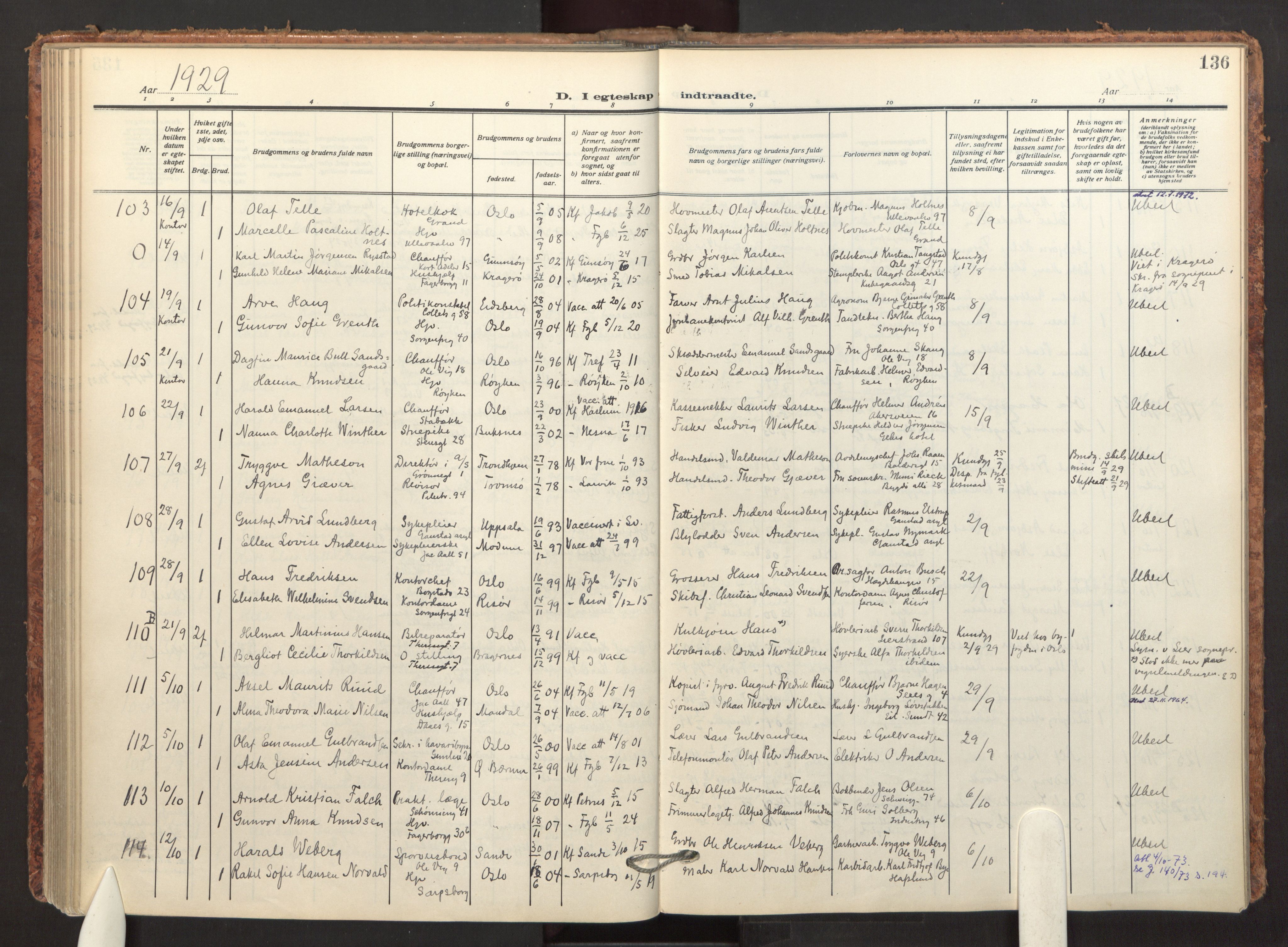 Fagerborg prestekontor Kirkebøker, AV/SAO-A-10844/F/Fa/L0007: Parish register (official) no. 7, 1917-1934, p. 136