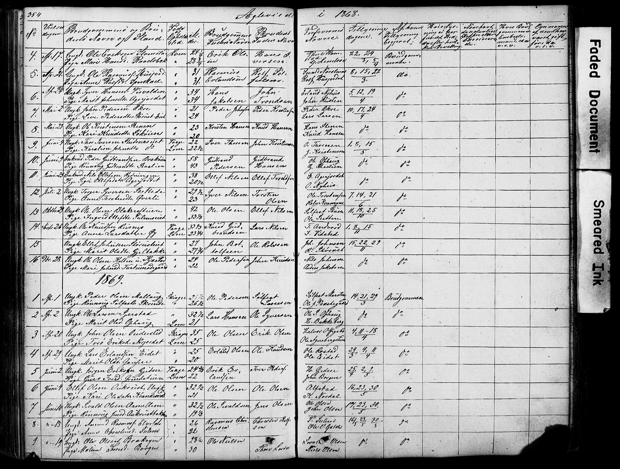 Lom prestekontor, SAH/PREST-070/L/L0012: Parish register (copy) no. 12, 1845-1873, p. 354-355