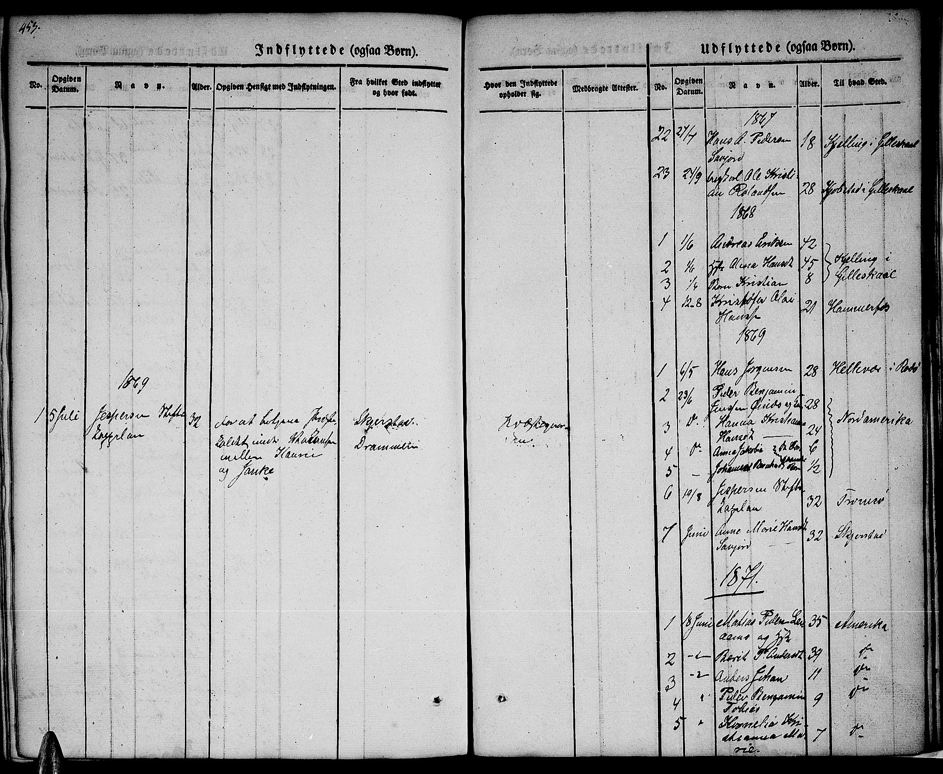 Ministerialprotokoller, klokkerbøker og fødselsregistre - Nordland, AV/SAT-A-1459/846/L0652: Parish register (copy) no. 846C02, 1841-1871, p. 453