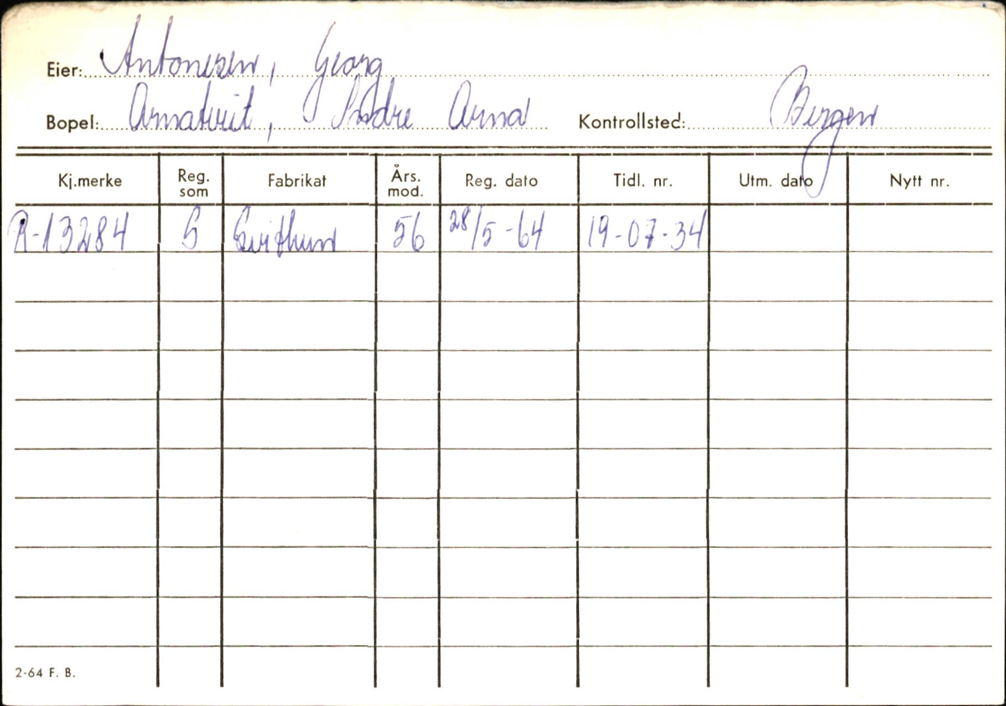 Statens vegvesen, Hordaland vegkontor, AV/SAB-A-5201/2/Ha/L0002: R-eierkort A, 1920-1971, p. 543