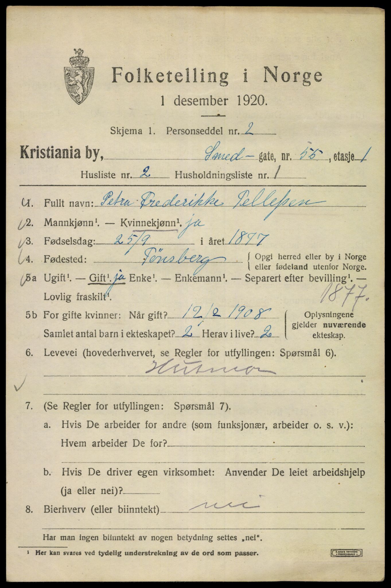 SAO, 1920 census for Kristiania, 1920, p. 521455