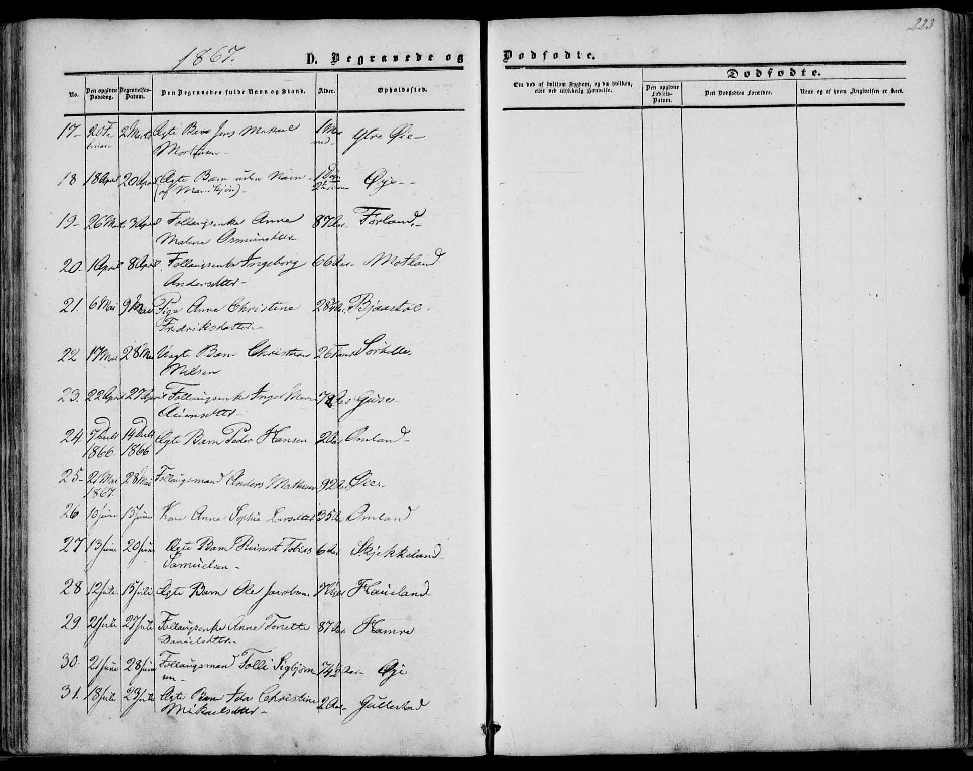 Kvinesdal sokneprestkontor, AV/SAK-1111-0026/F/Fa/Fab/L0006: Parish register (official) no. A 6, 1857-1869, p. 223