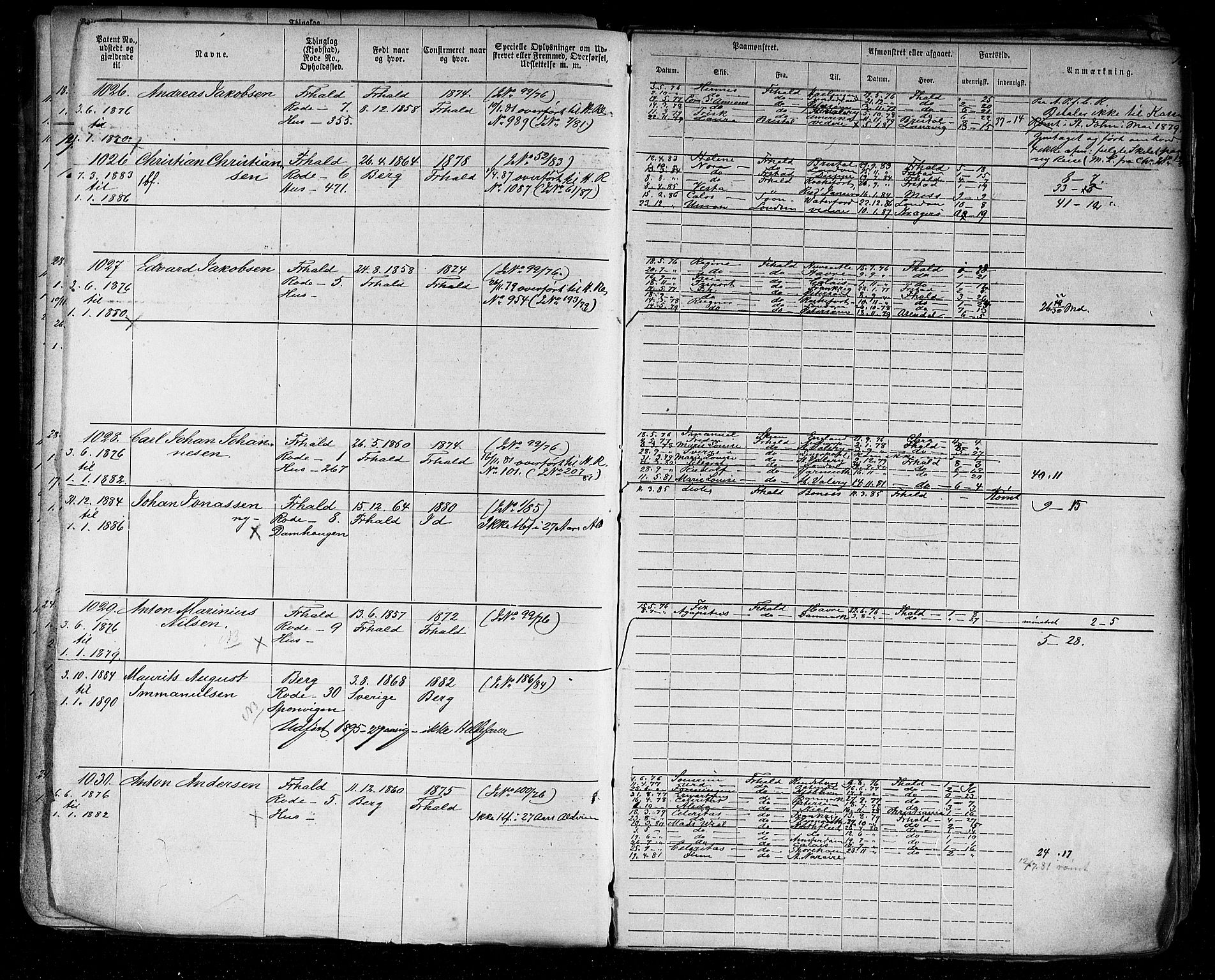 Halden mønstringskontor, AV/SAO-A-10569a/F/Fc/Fca/L0003: Annotasjonsrulle, 1875-1910, p. 15