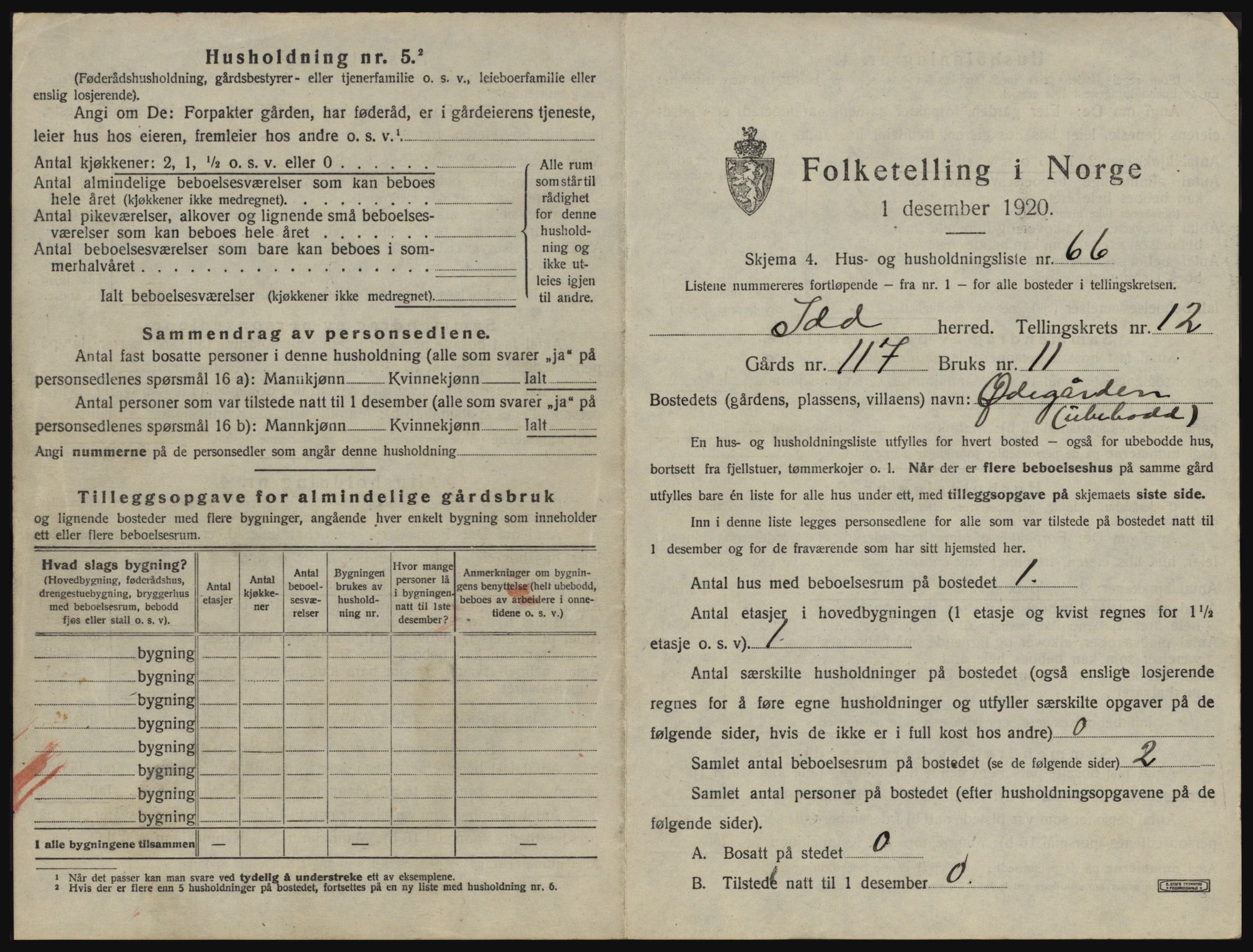 SAO, 1920 census for Idd, 1920, p. 1736