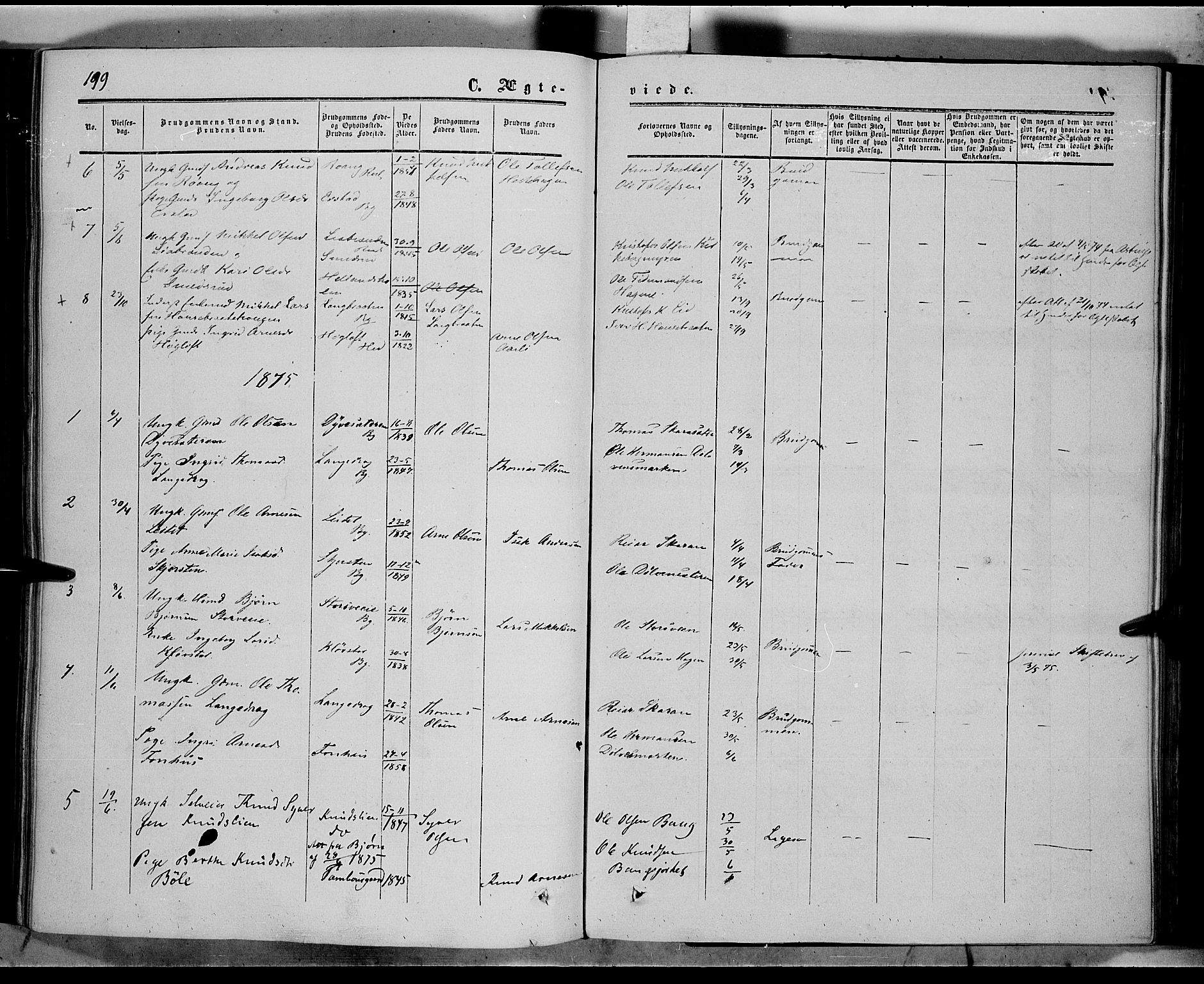 Sør-Aurdal prestekontor, AV/SAH-PREST-128/H/Ha/Haa/L0005: Parish register (official) no. 5, 1849-1876, p. 199