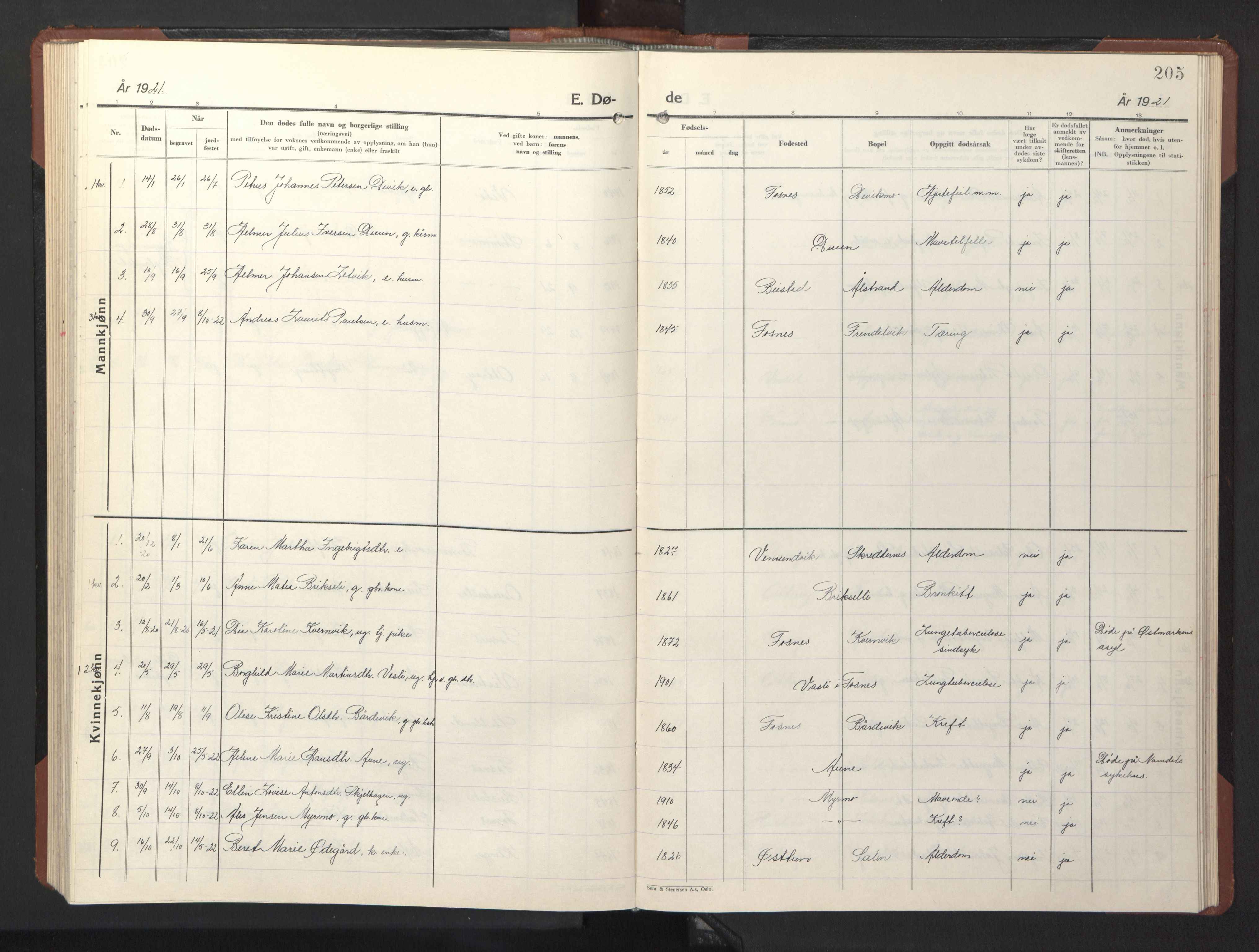 Ministerialprotokoller, klokkerbøker og fødselsregistre - Nord-Trøndelag, AV/SAT-A-1458/773/L0625: Parish register (copy) no. 773C01, 1910-1952, p. 205