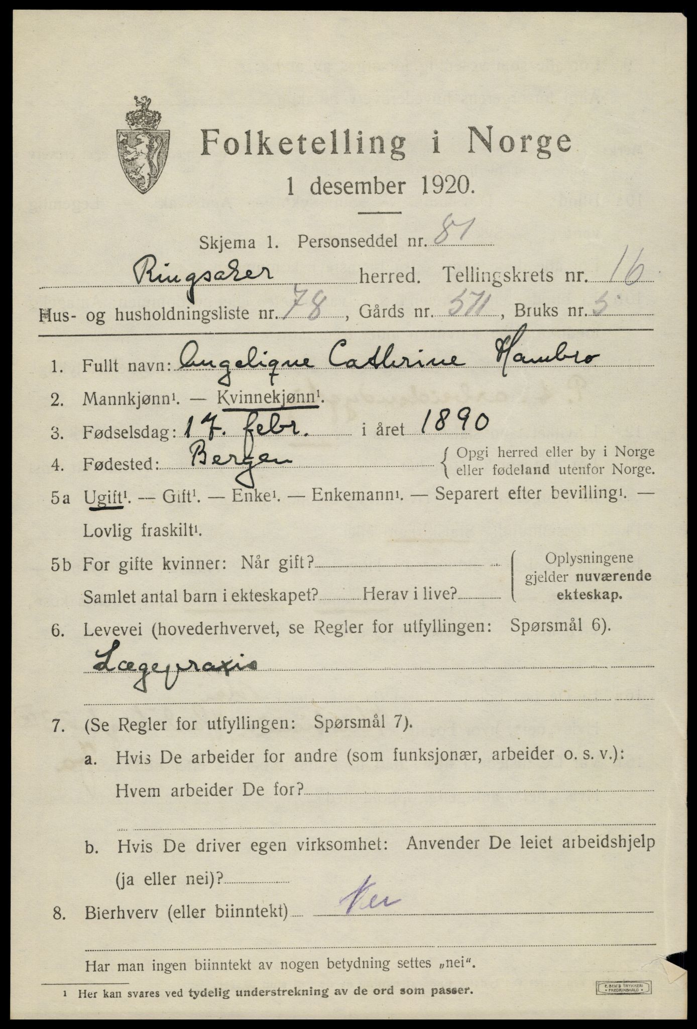 SAH, 1920 census for Ringsaker, 1920, p. 23648