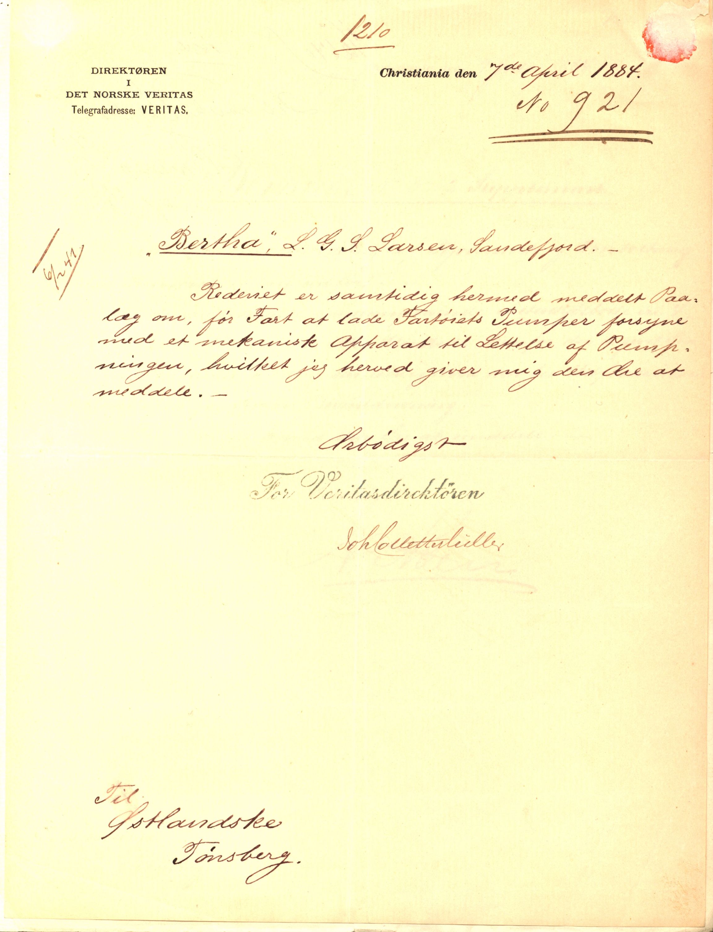 Pa 63 - Østlandske skibsassuranceforening, VEMU/A-1079/G/Ga/L0018/0011: Havaridokumenter / Bertha, Bonita, Immanuel, Th. Thoresen, India, 1885, p. 16