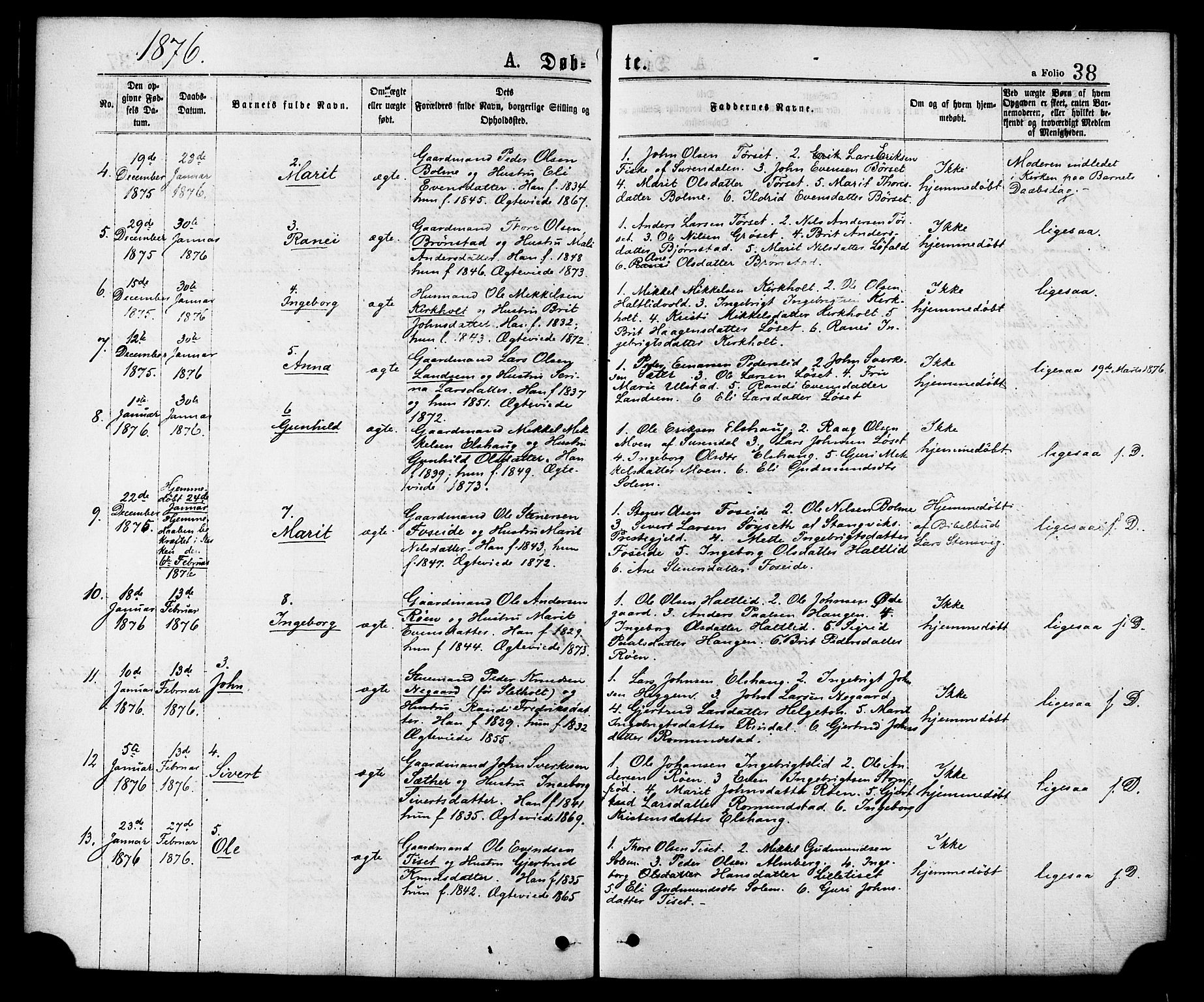 Ministerialprotokoller, klokkerbøker og fødselsregistre - Møre og Romsdal, AV/SAT-A-1454/598/L1068: Parish register (official) no. 598A02, 1872-1881, p. 38