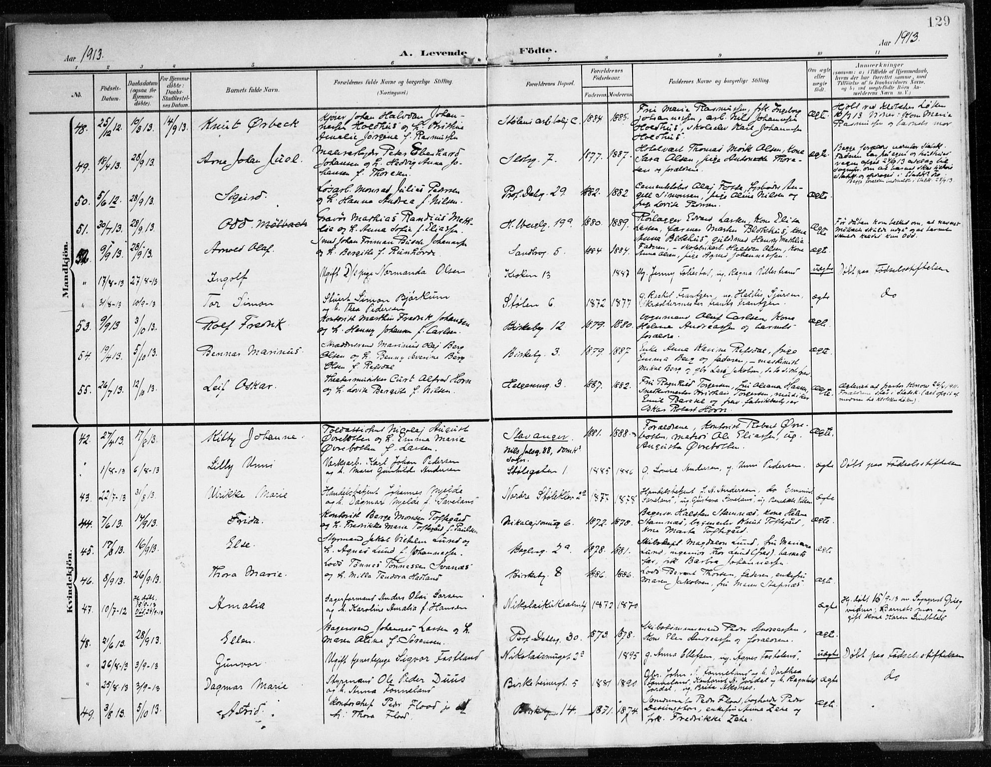 Mariakirken Sokneprestembete, AV/SAB-A-76901/H/Haa/L0010: Parish register (official) no. B 1, 1901-1915, p. 129