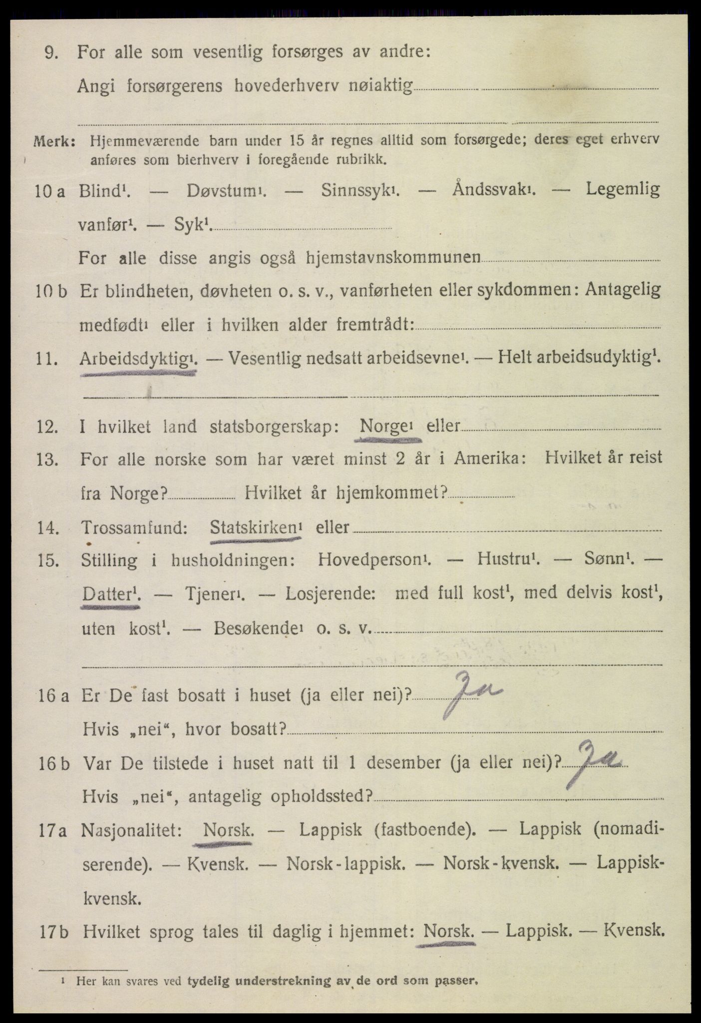 SAT, 1920 census for Verdal, 1920, p. 15548