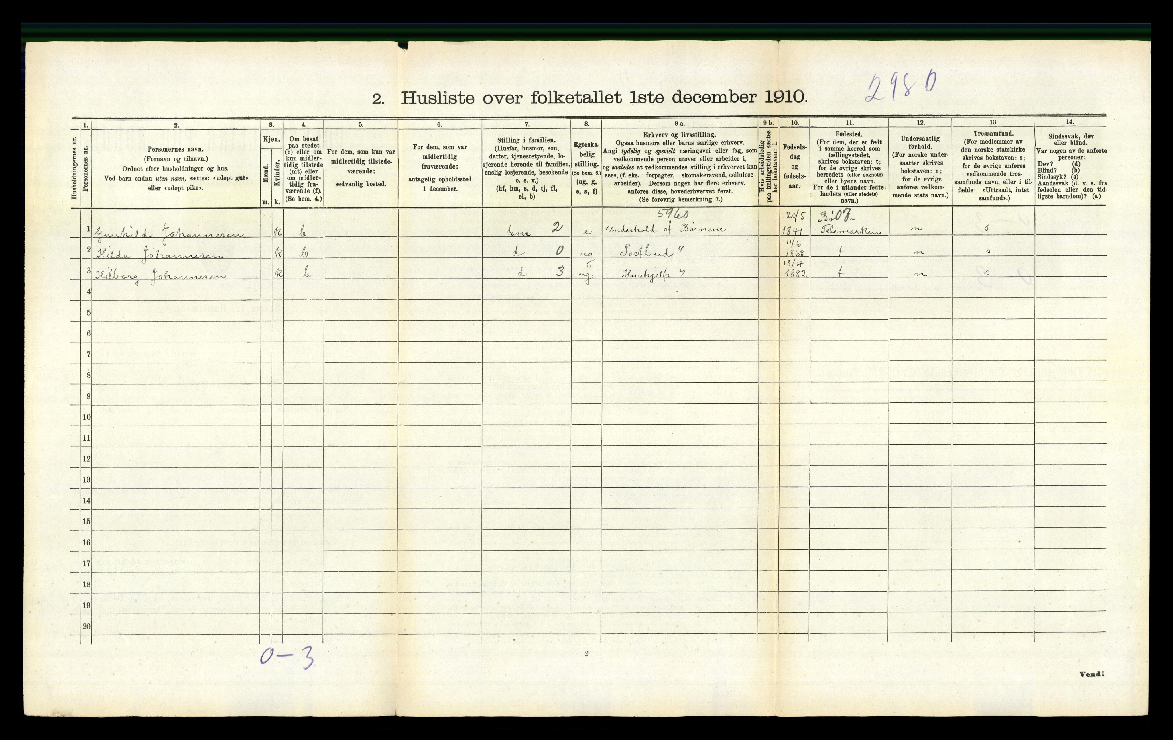 RA, 1910 census for Flosta, 1910, p. 610