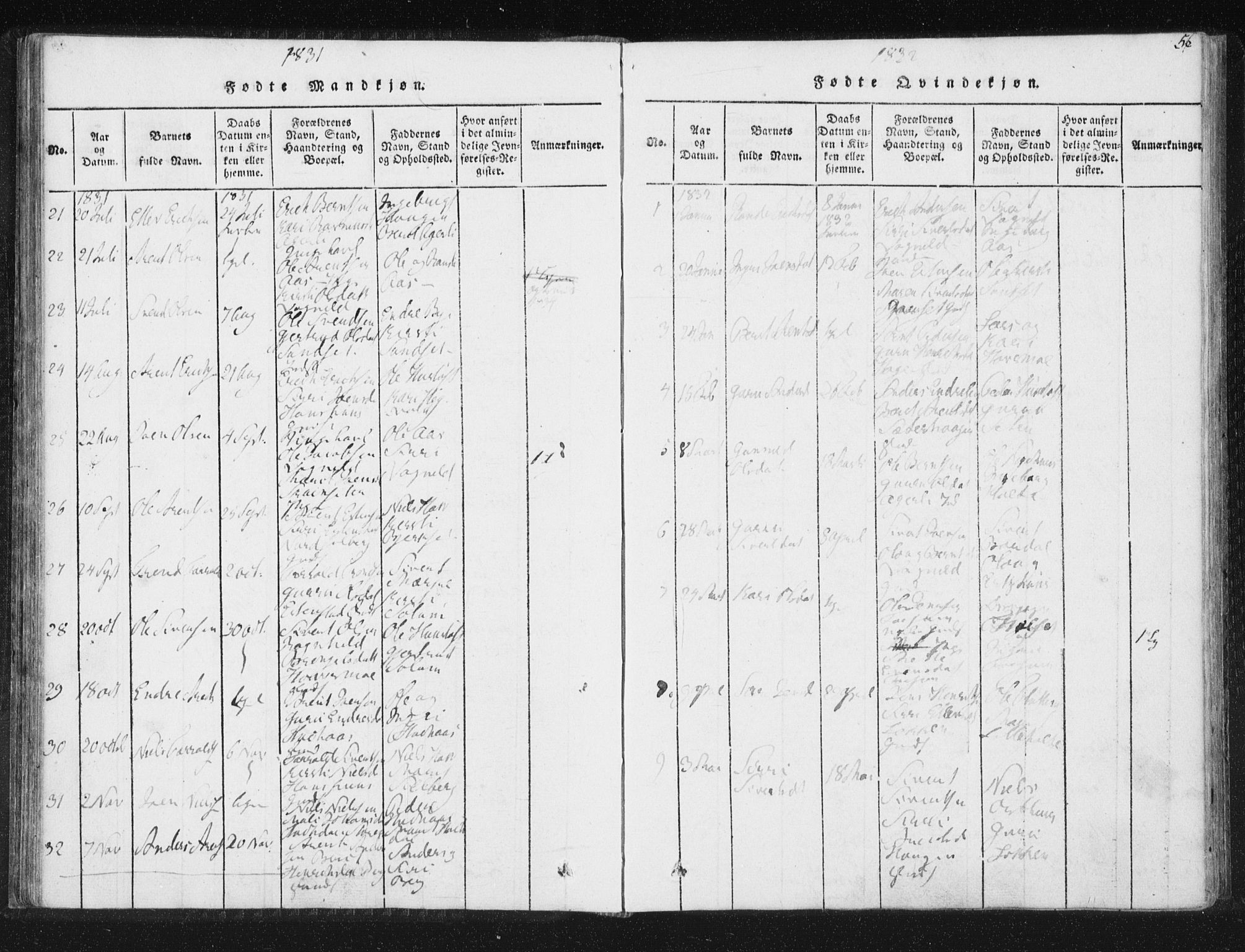 Ministerialprotokoller, klokkerbøker og fødselsregistre - Sør-Trøndelag, SAT/A-1456/689/L1037: Parish register (official) no. 689A02, 1816-1842, p. 56