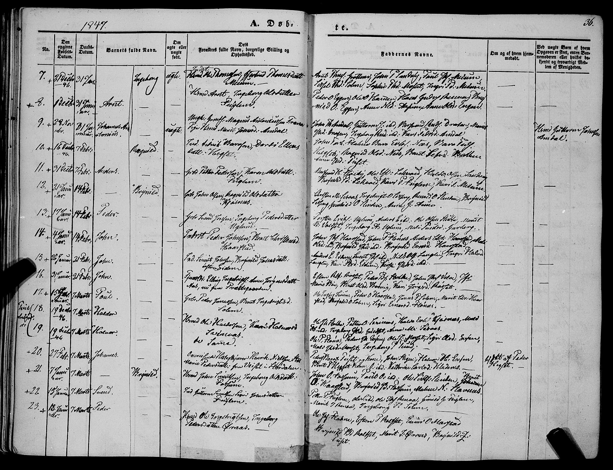 Ministerialprotokoller, klokkerbøker og fødselsregistre - Sør-Trøndelag, SAT/A-1456/695/L1145: Parish register (official) no. 695A06 /1, 1843-1859, p. 36