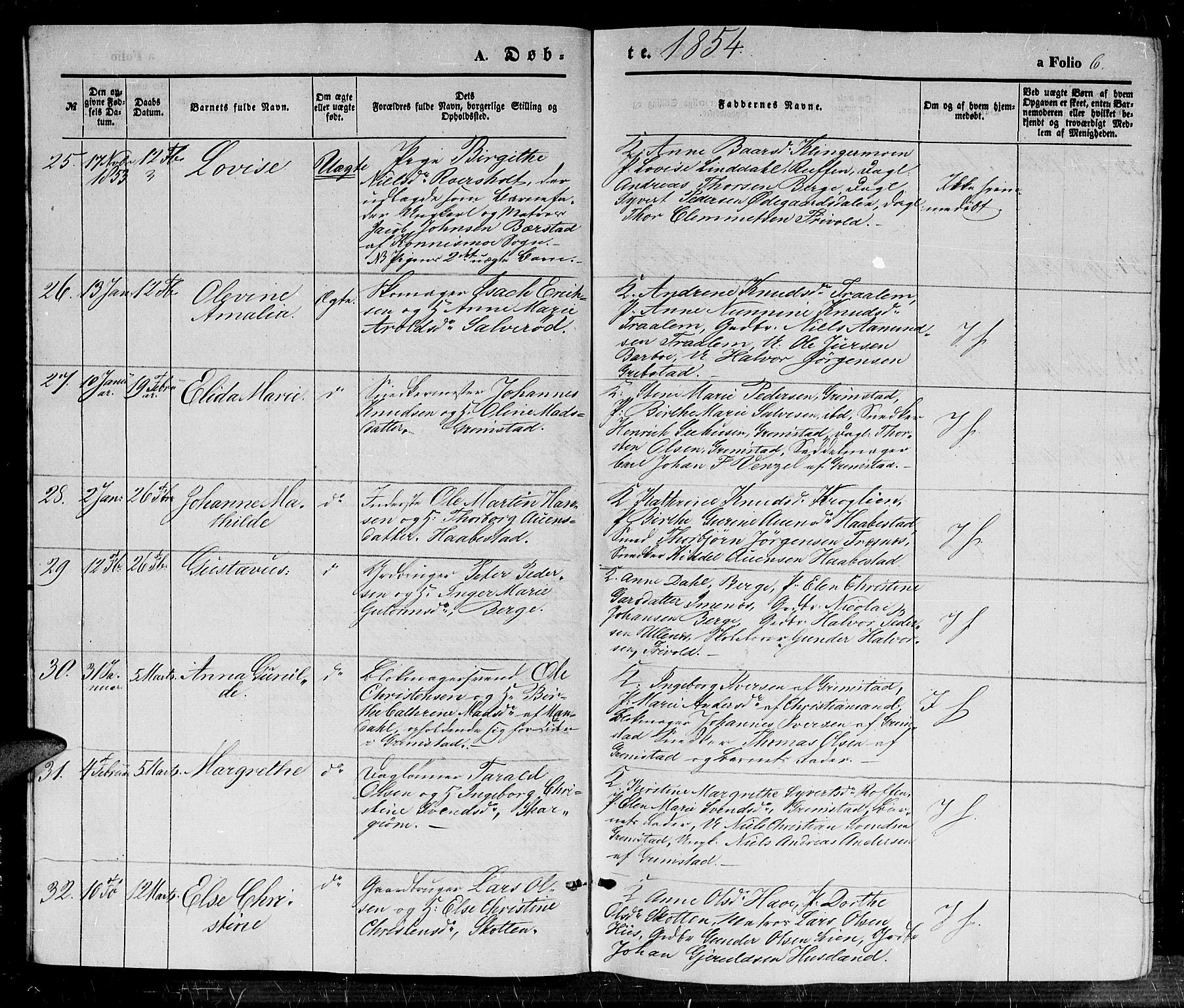 Fjære sokneprestkontor, SAK/1111-0011/F/Fb/L0008: Parish register (copy) no. B 8, 1854-1867, p. 6