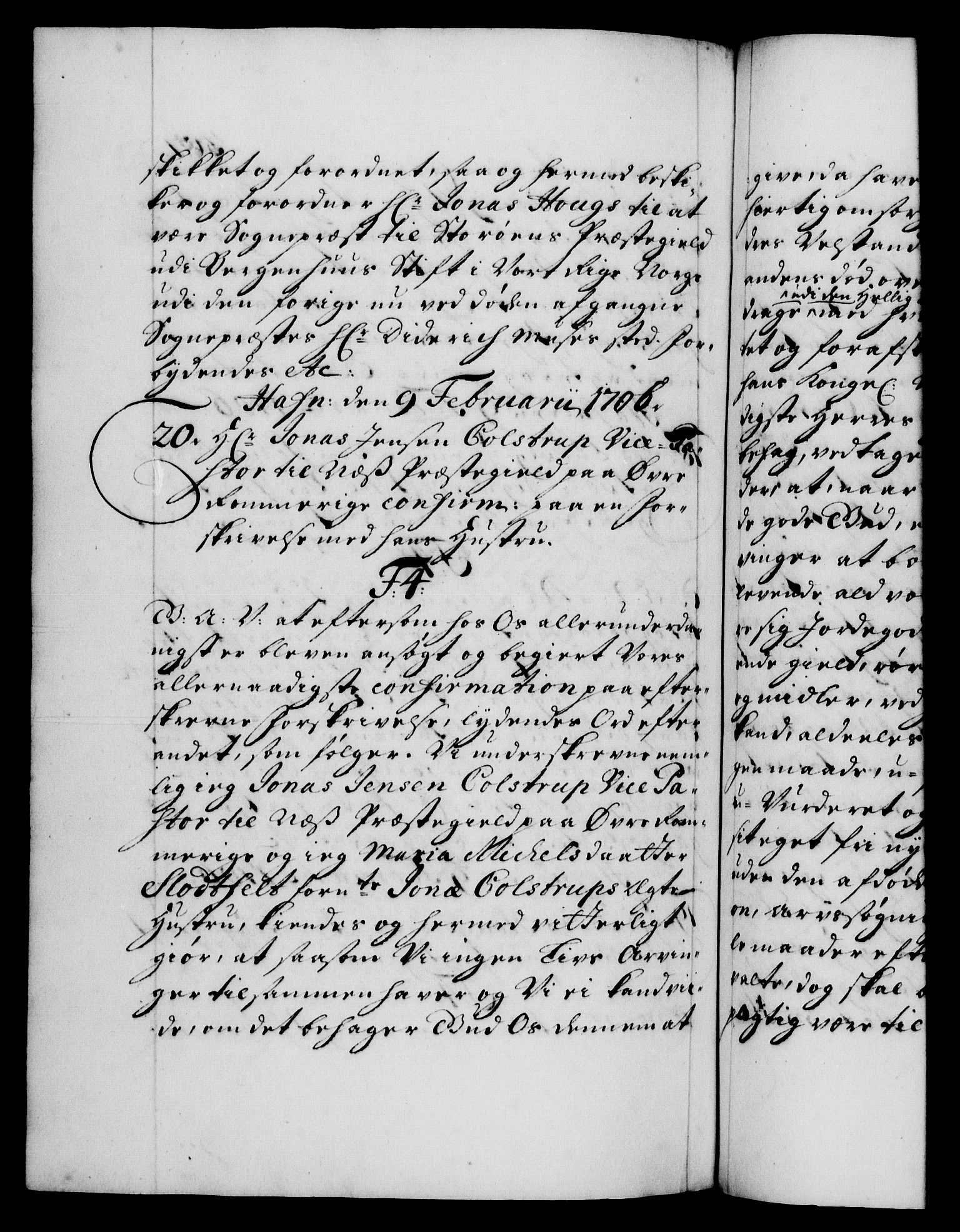 Danske Kanselli 1572-1799, AV/RA-EA-3023/F/Fc/Fca/Fcaa/L0019: Norske registre, 1704-1707, p. 307b