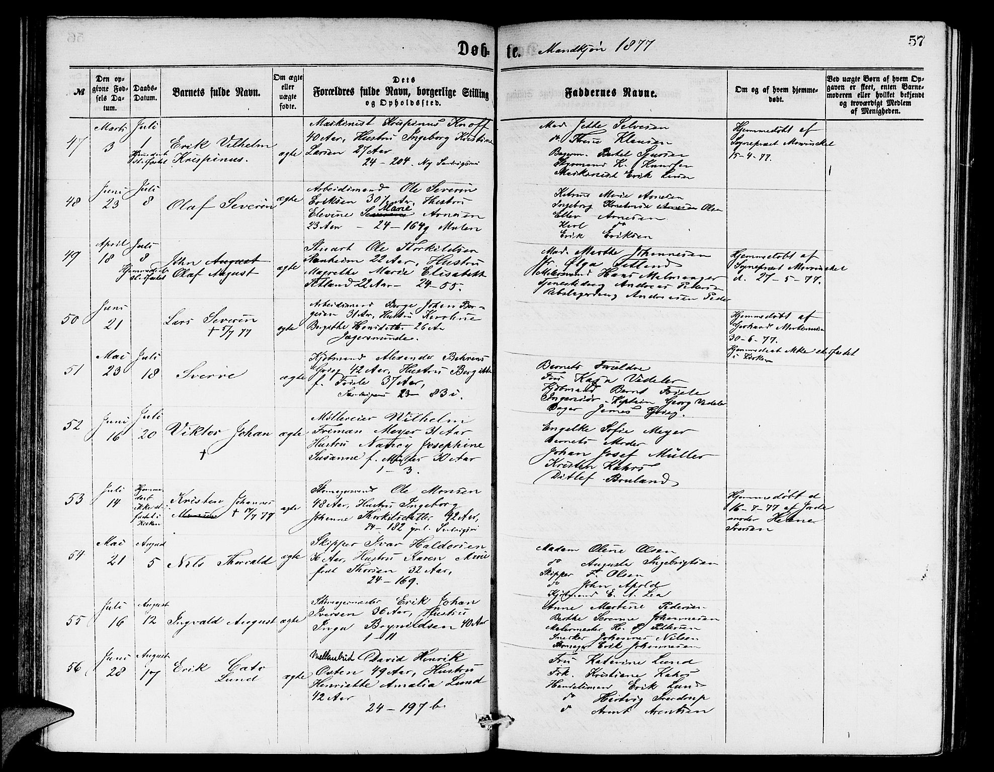 Sandviken Sokneprestembete, AV/SAB-A-77601/H/Hb: Parish register (copy) no. A 1, 1867-1879, p. 57