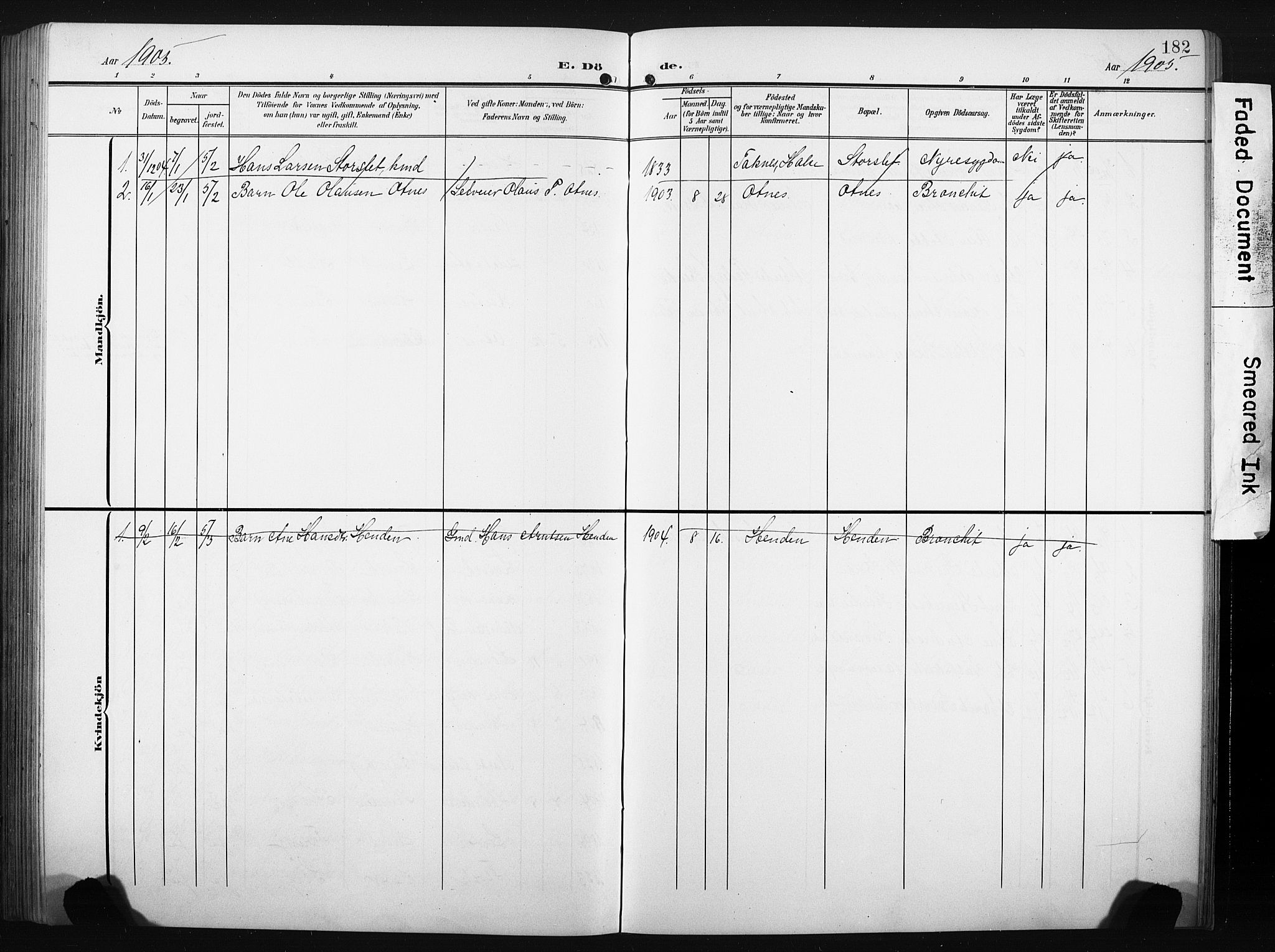 Ministerialprotokoller, klokkerbøker og fødselsregistre - Møre og Romsdal, AV/SAT-A-1454/580/L0927: Parish register (copy) no. 580C02, 1904-1932, p. 182