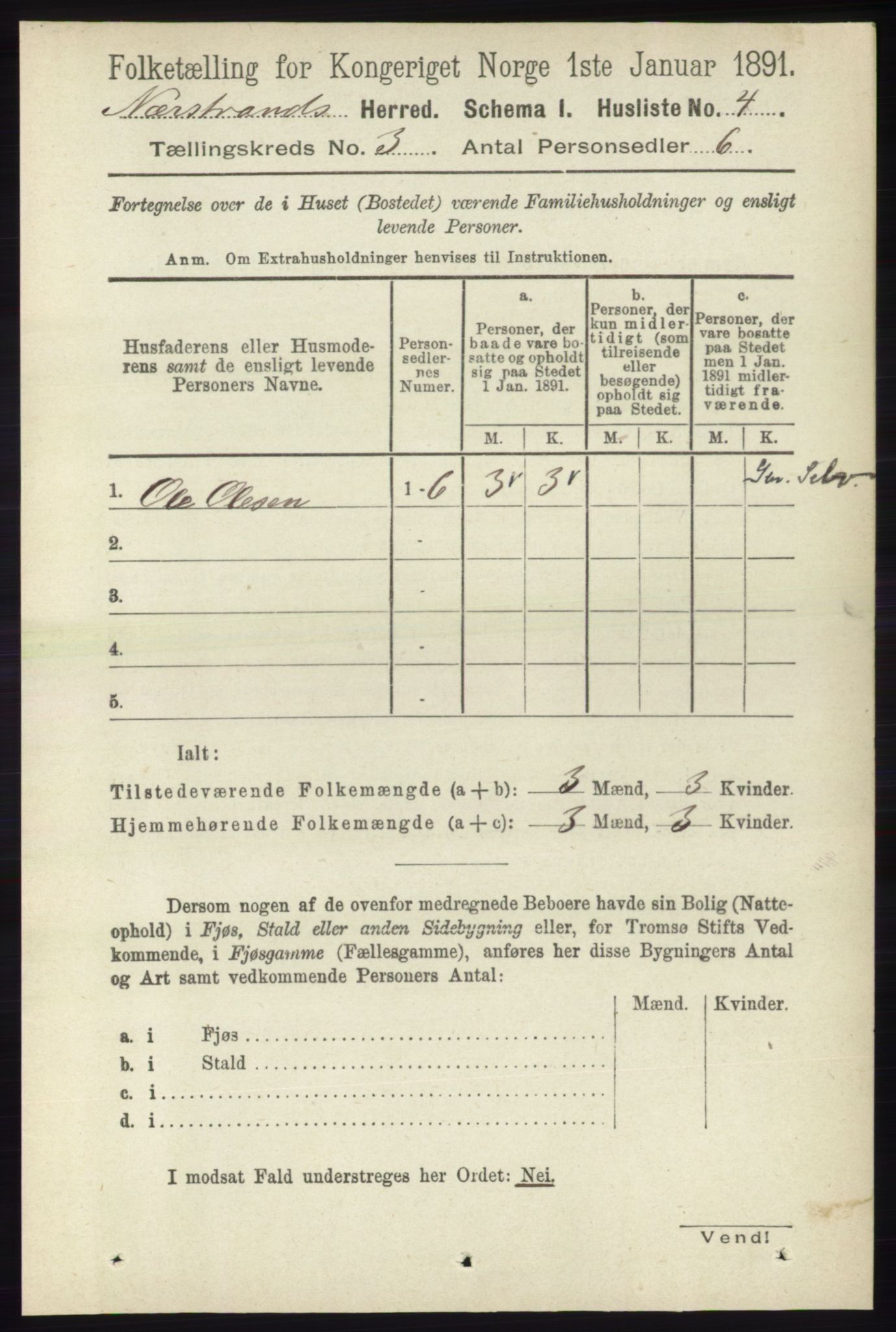 RA, 1891 census for 1139 Nedstrand, 1891, p. 418