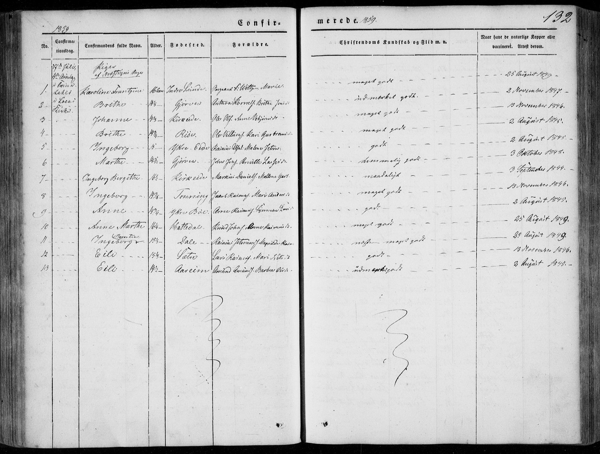 Stryn Sokneprestembete, AV/SAB-A-82501: Parish register (official) no. A 2, 1844-1861, p. 132