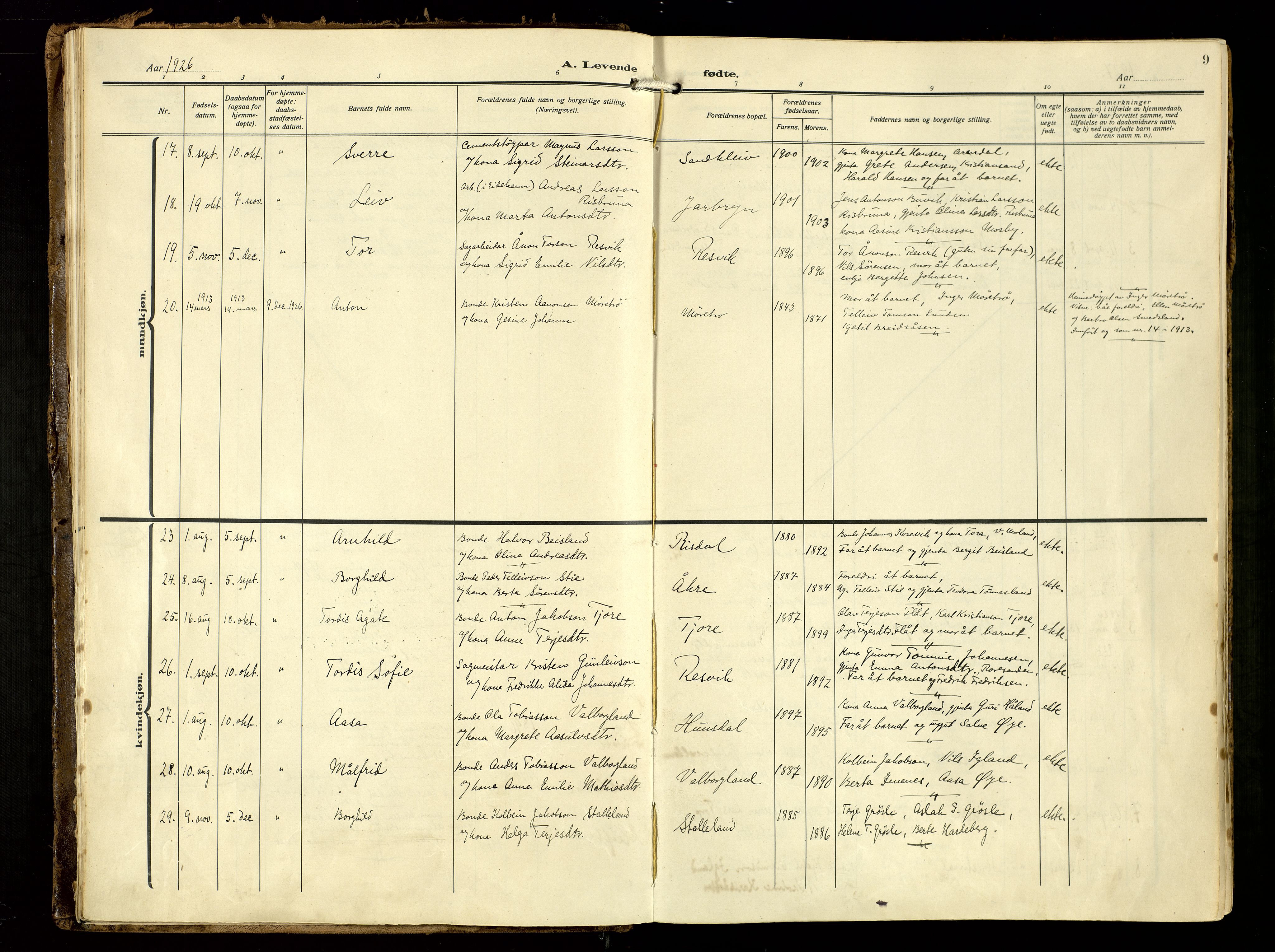 Hommedal sokneprestkontor, AV/SAK-1111-0023/F/Fa/Fab/L0008: Parish register (official) no. A 8, 1925-1956, p. 9