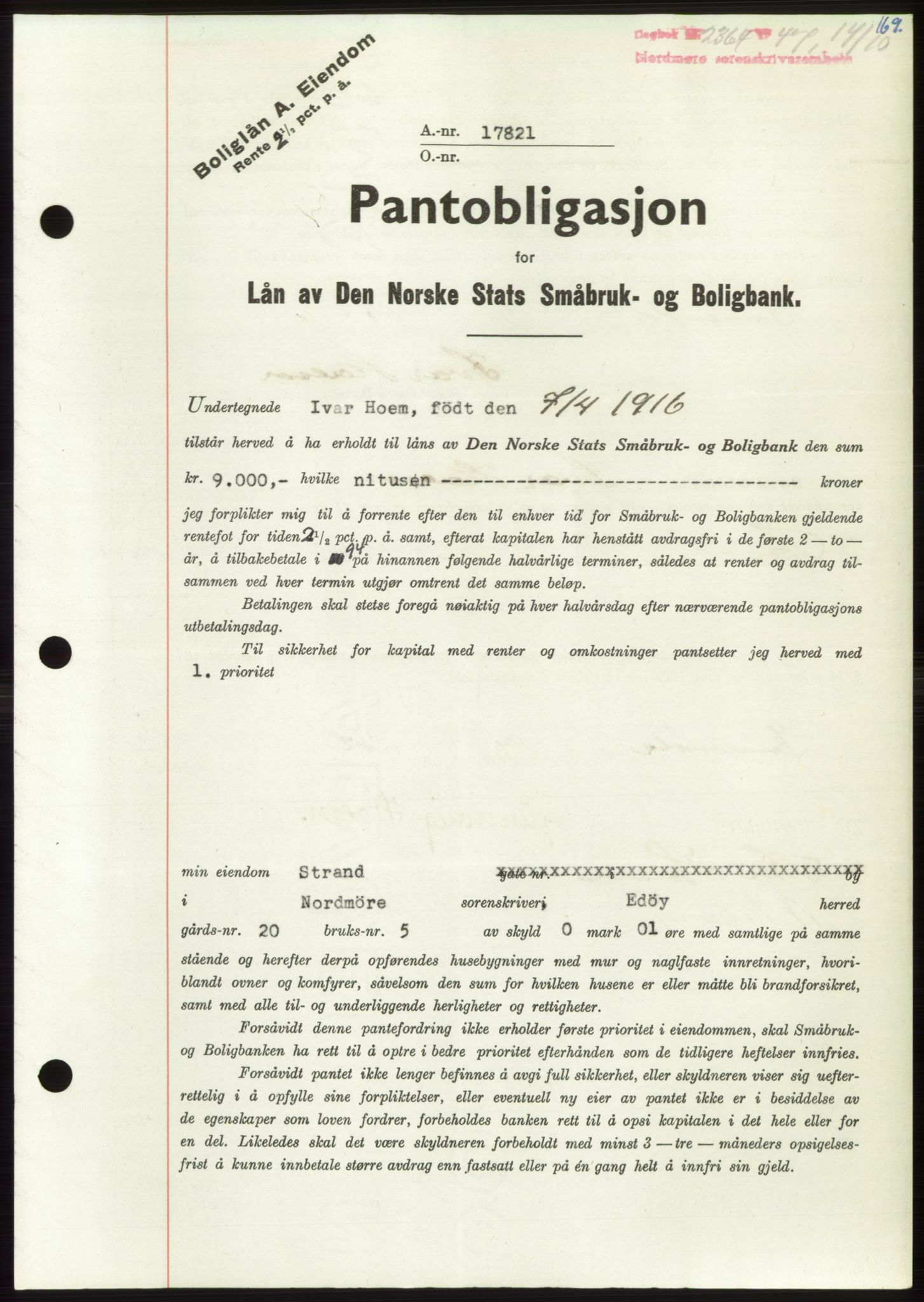 Nordmøre sorenskriveri, AV/SAT-A-4132/1/2/2Ca: Mortgage book no. B97, 1947-1948, Diary no: : 2364/1947