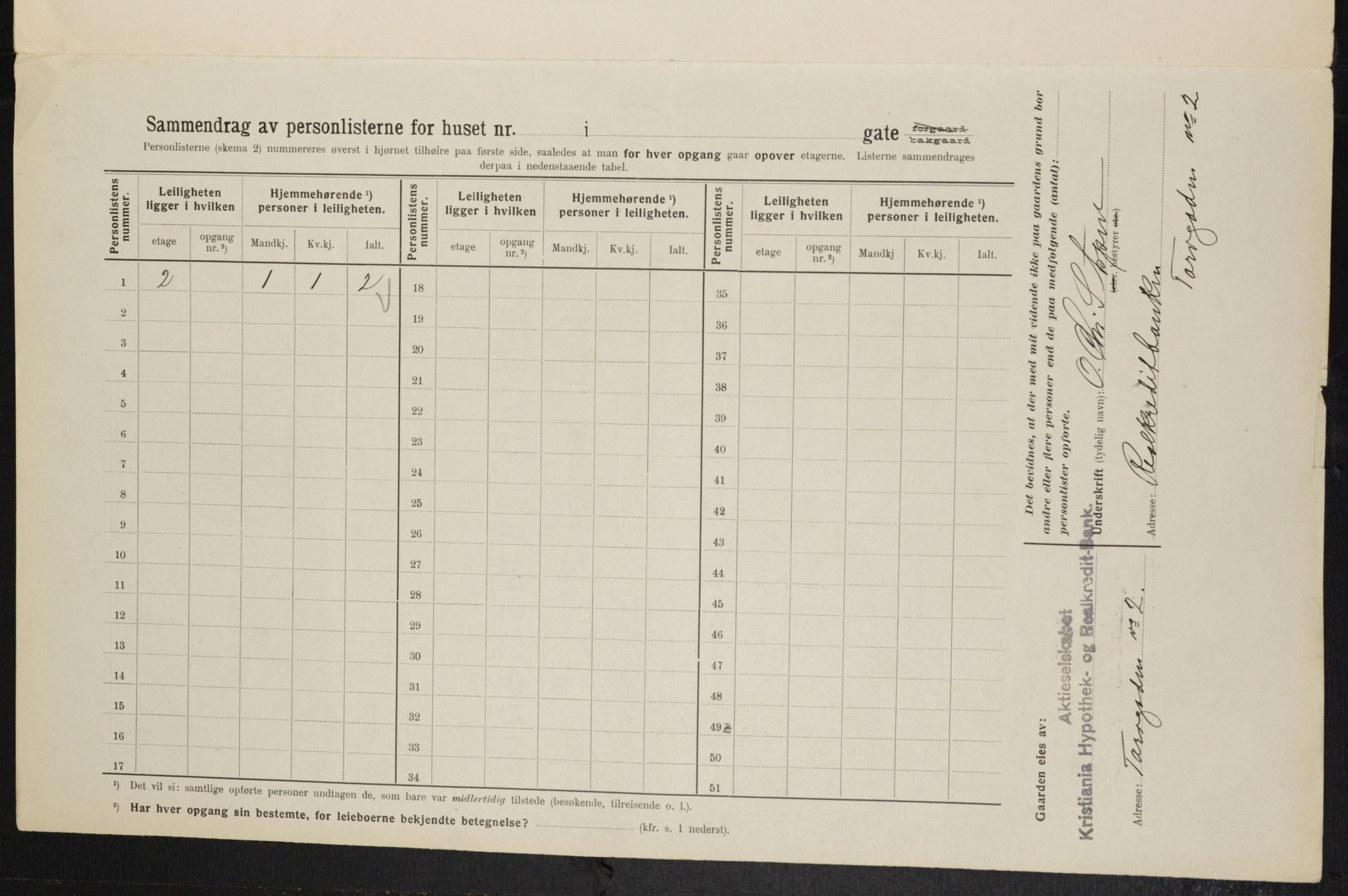 OBA, Municipal Census 1914 for Kristiania, 1914, p. 114740